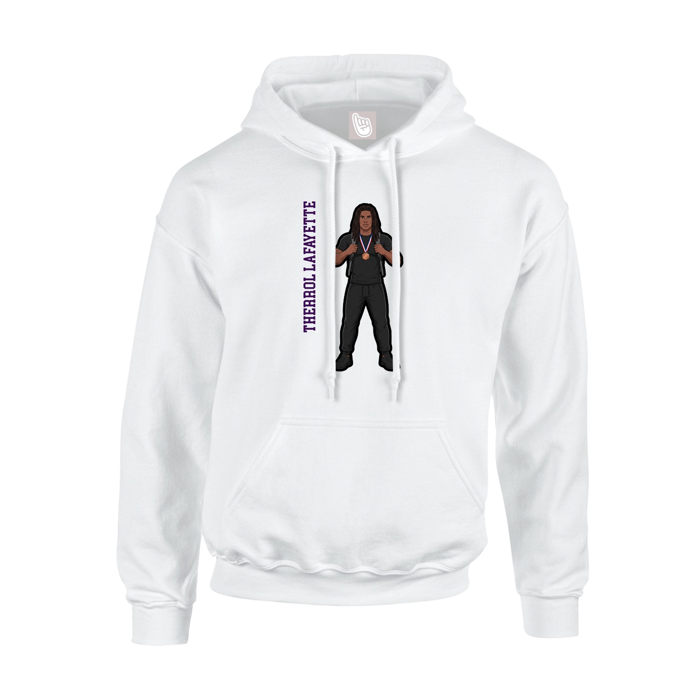 Youth Hoodie — Name Vertical in White