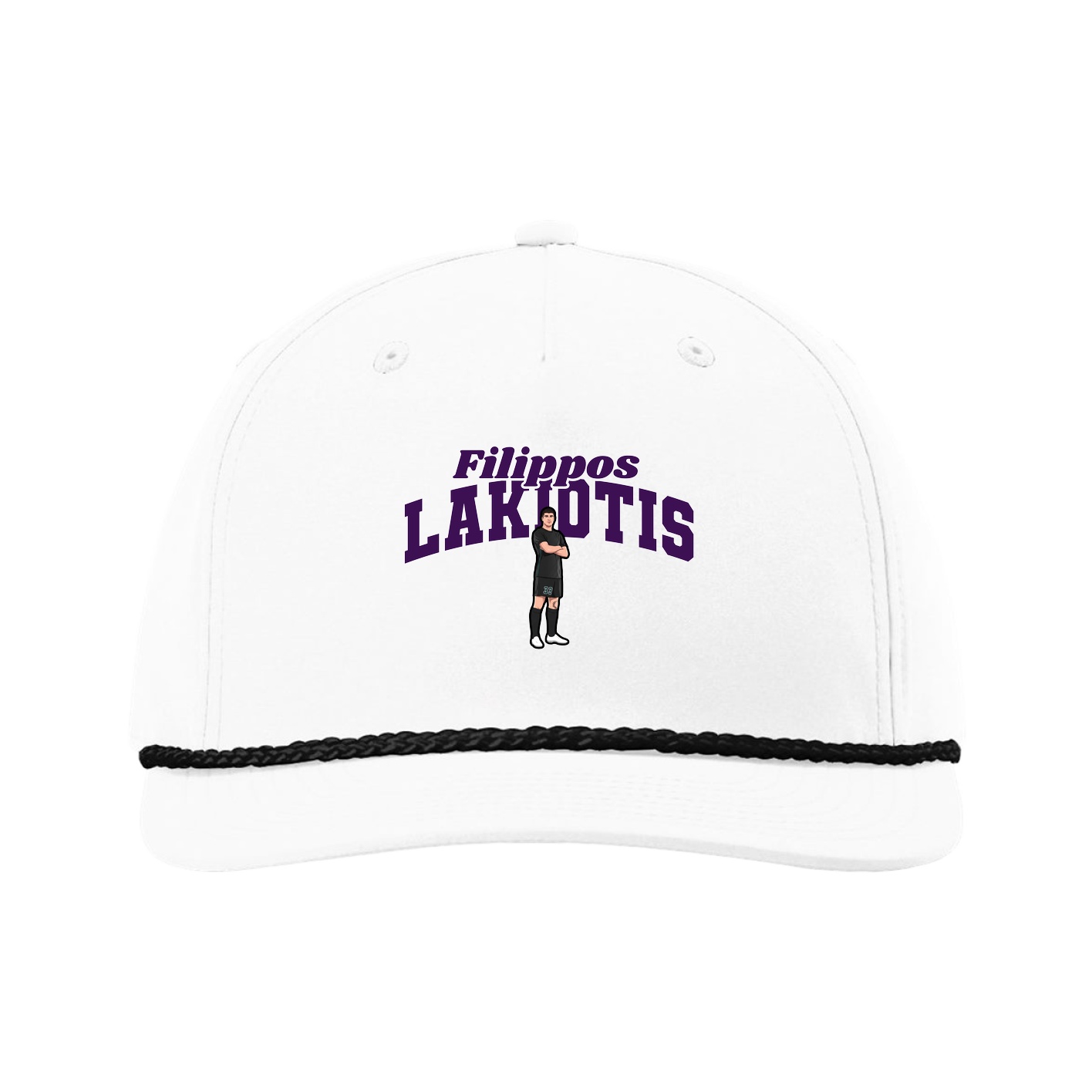 Five-Panel Classic Rope Cap — Signature Arch in White