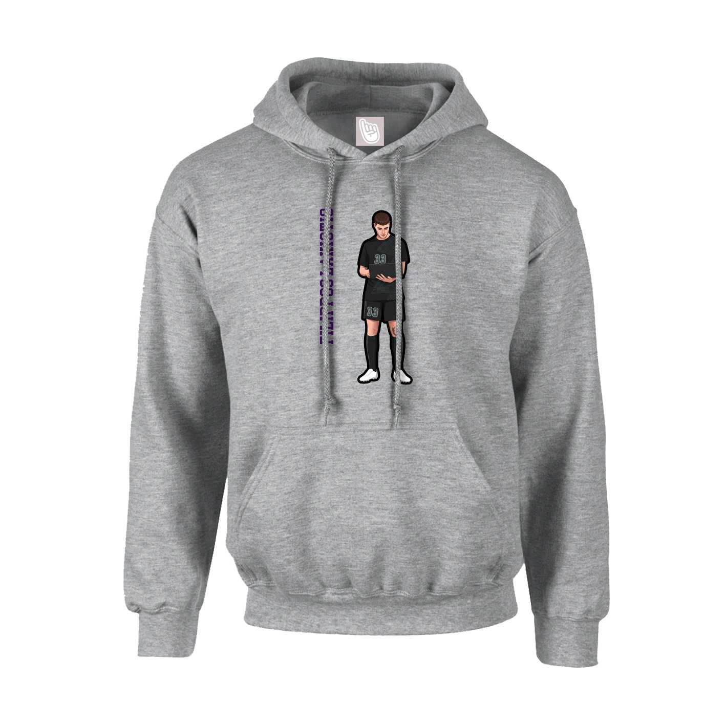 Youth Hoodie — Name Vertical in Grey