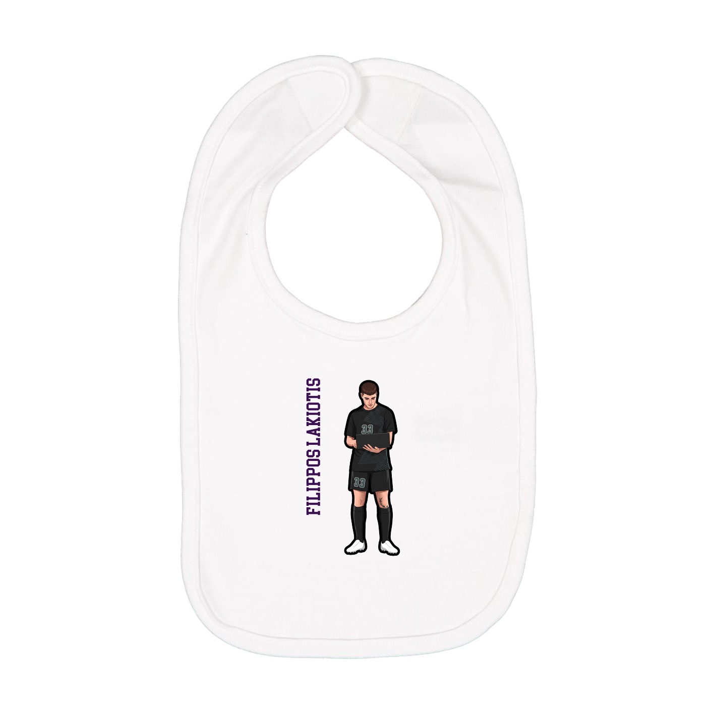Infant Bib — Name Vertical in White
