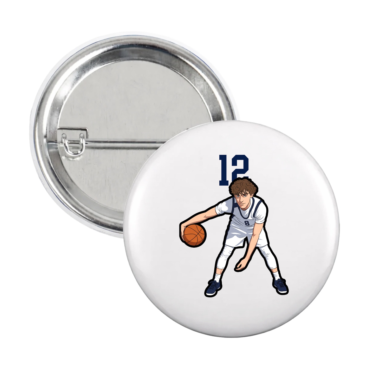 Game Day Button — Number Top in White