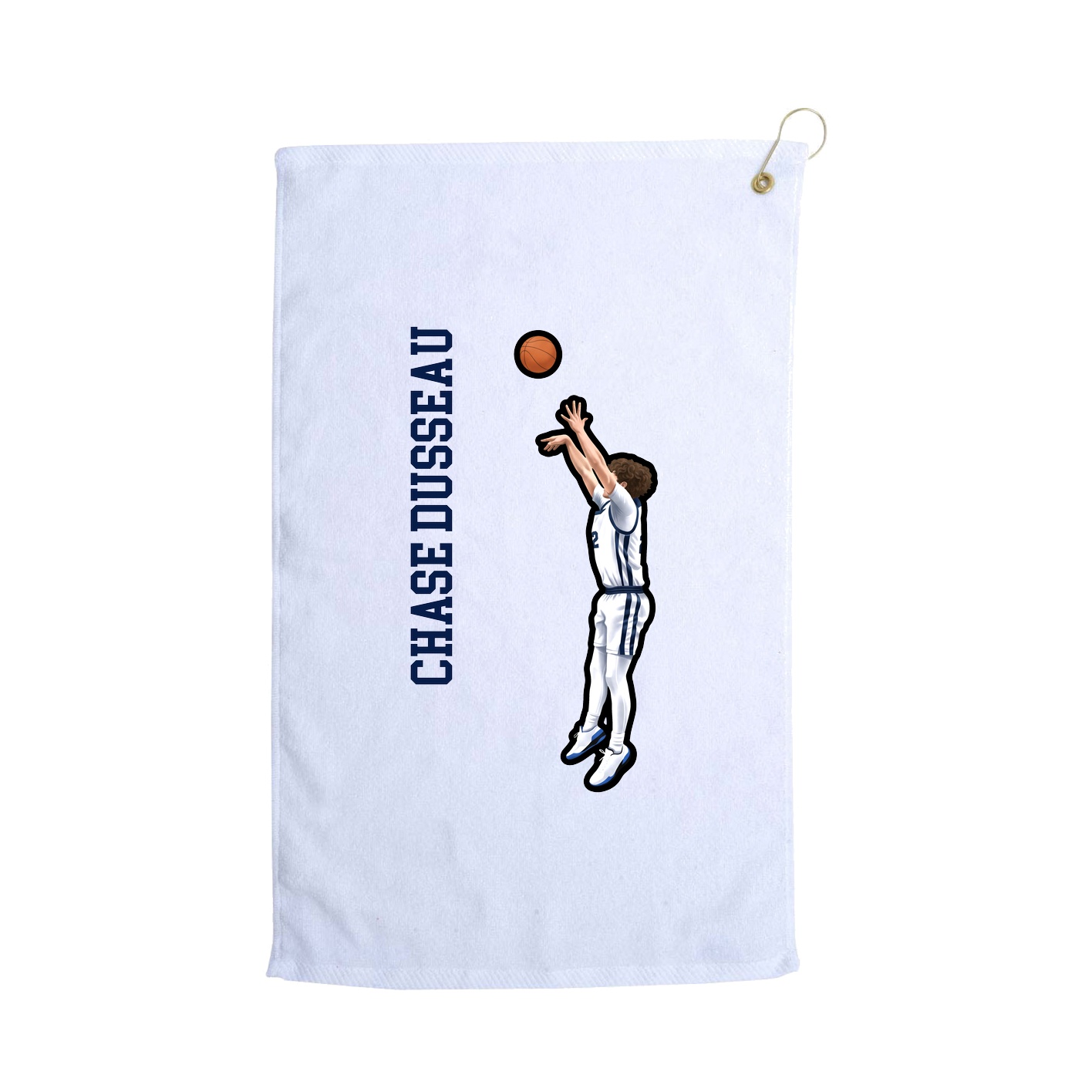 Golf Towel — Name Vertical in White