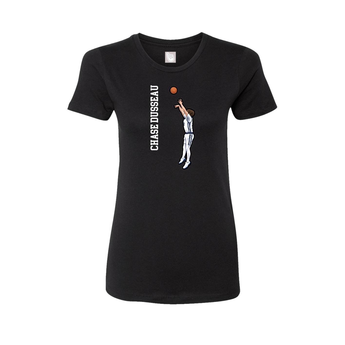 Fitted Women's Tee — Name Vertical in Black