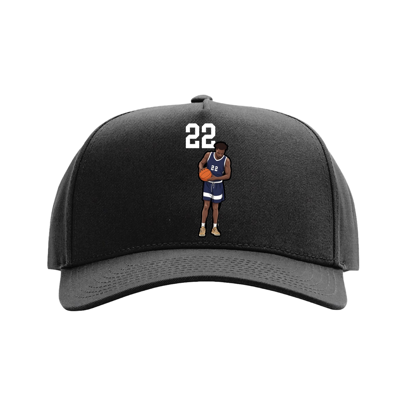 Full Fabric Five-Panel Champ Cap — Number Top in Black