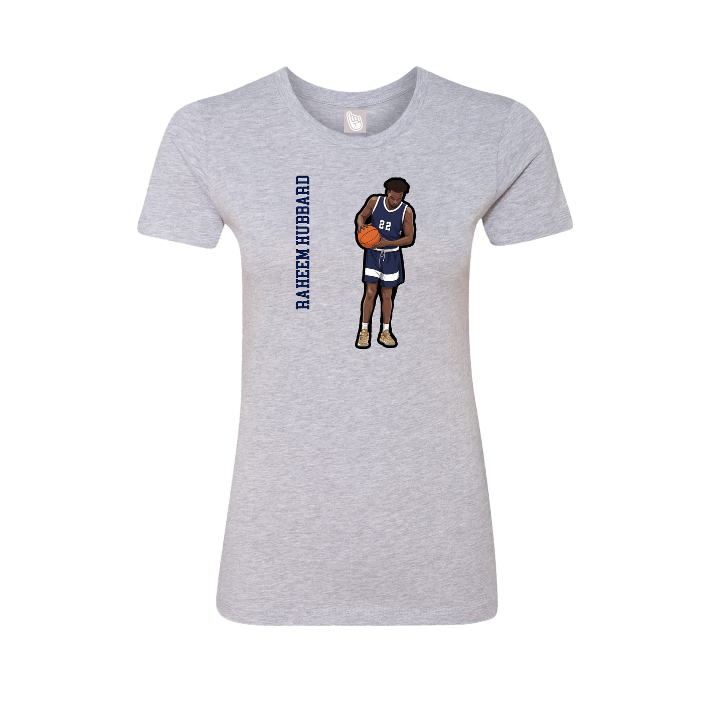Fitted Women's Tee — Name Vertical in Grey