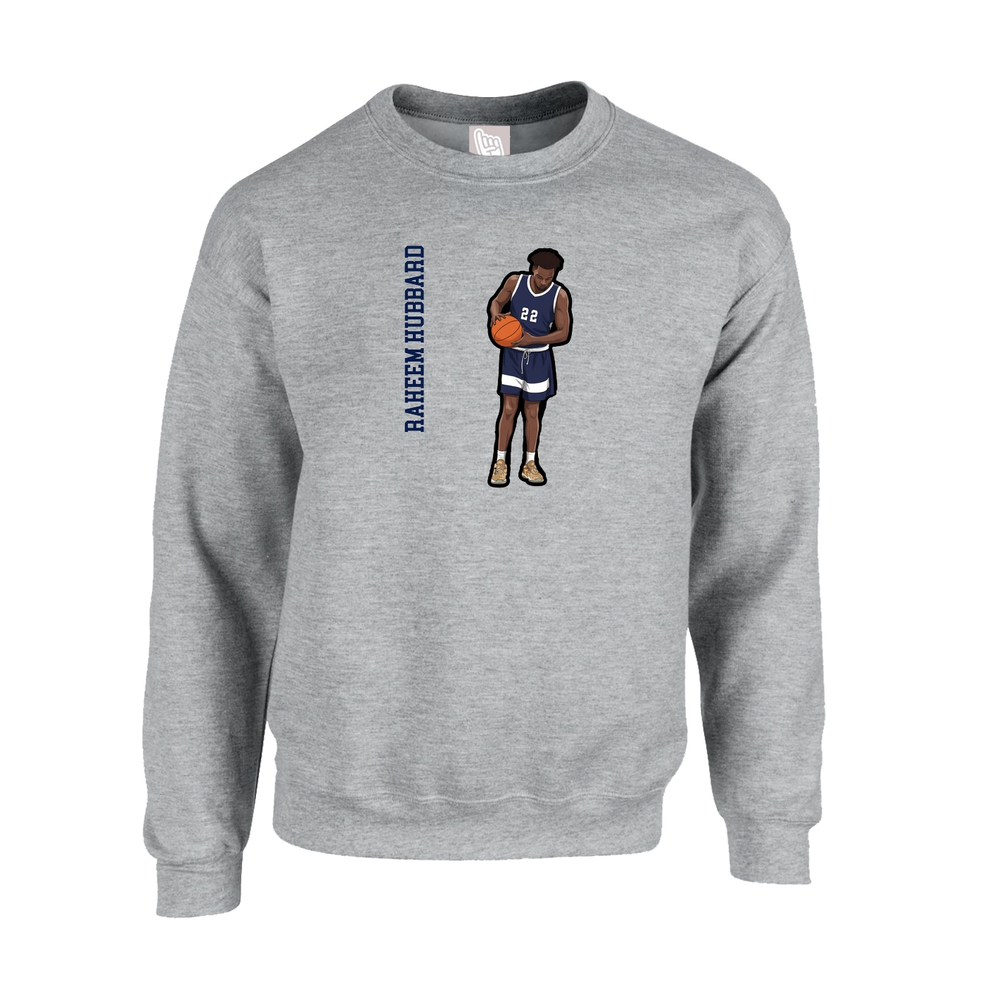 Fleece Crew — Name Vertical in Grey