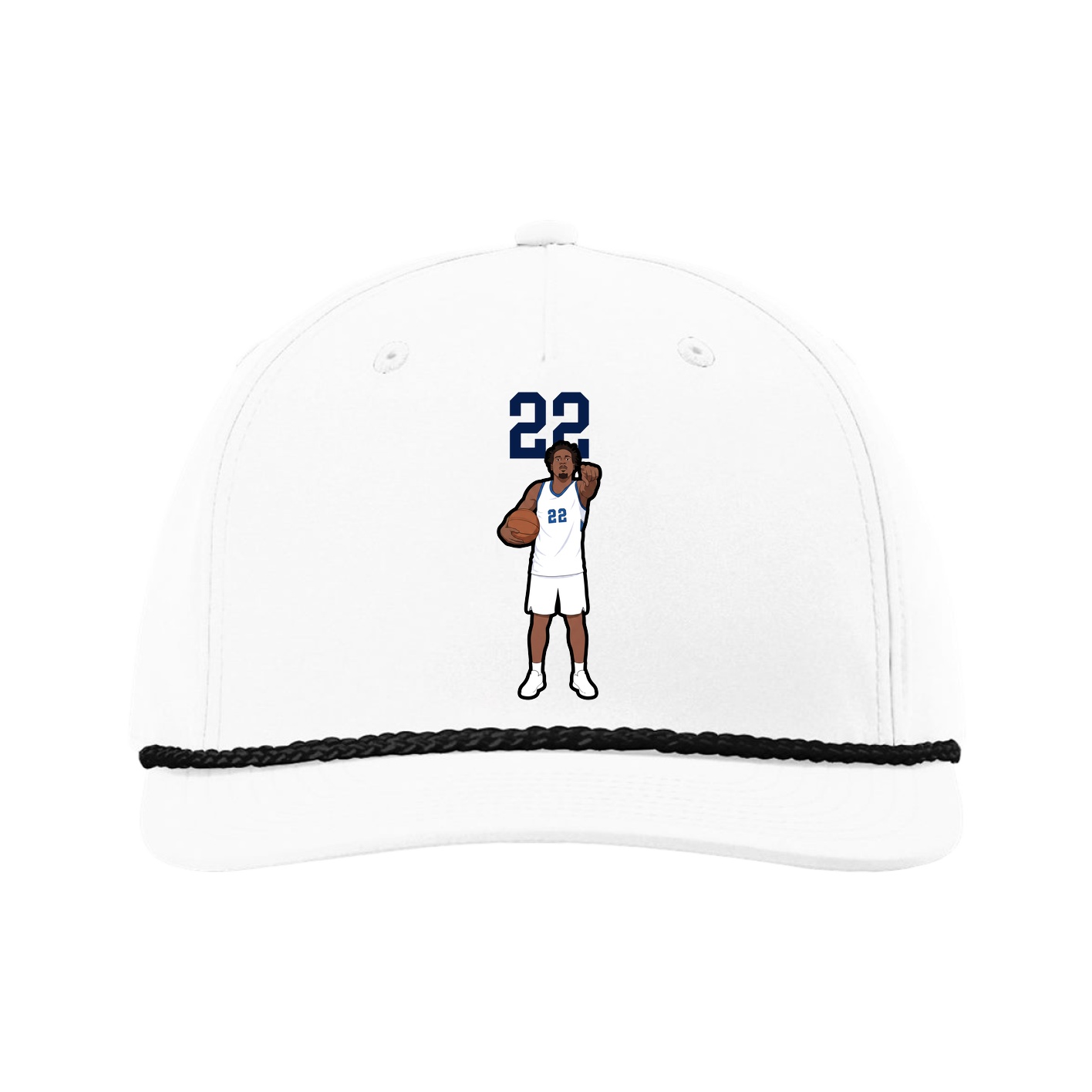 Five-Panel Classic Rope Cap — Number Top in White