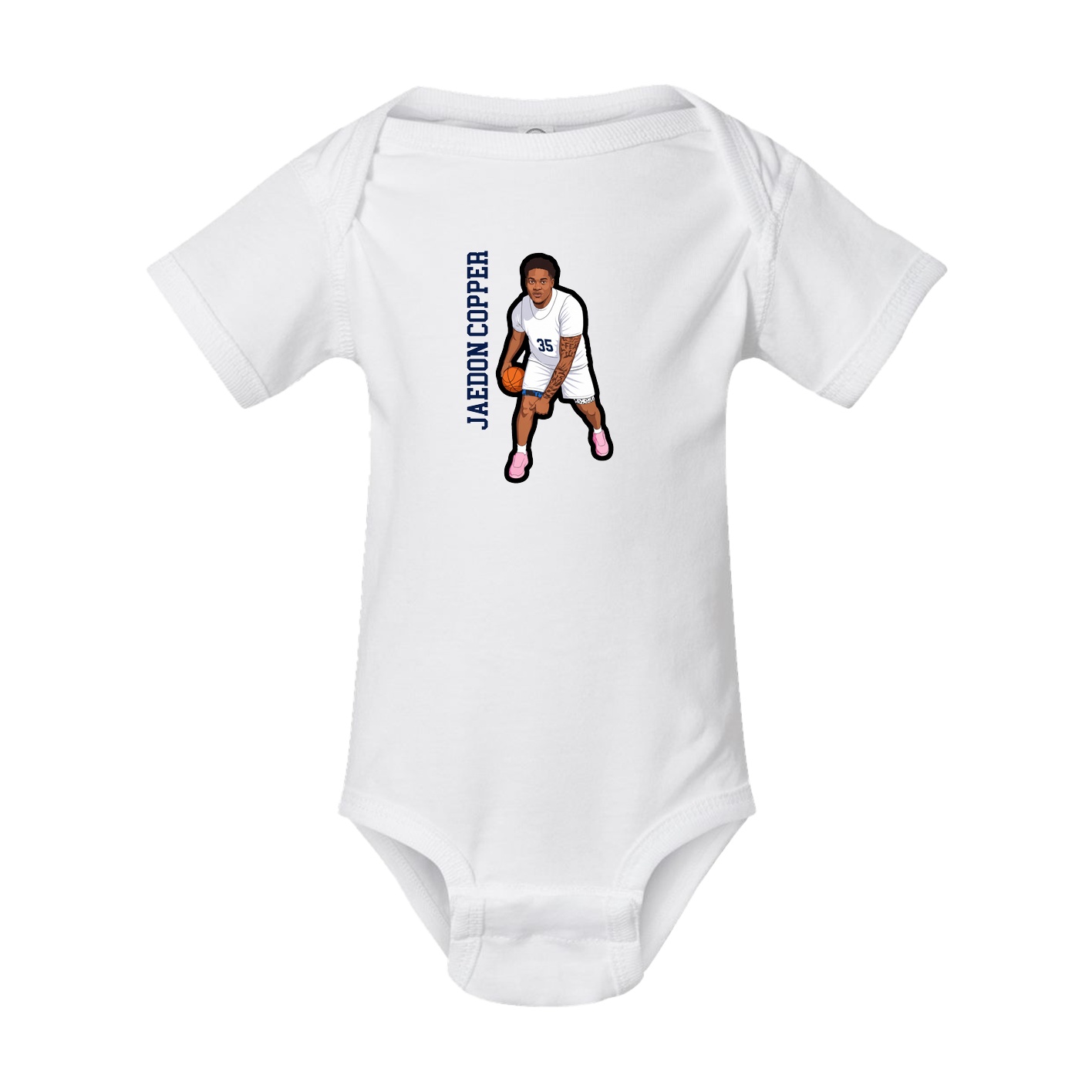 Baby Onesie — Name Vertical in White
