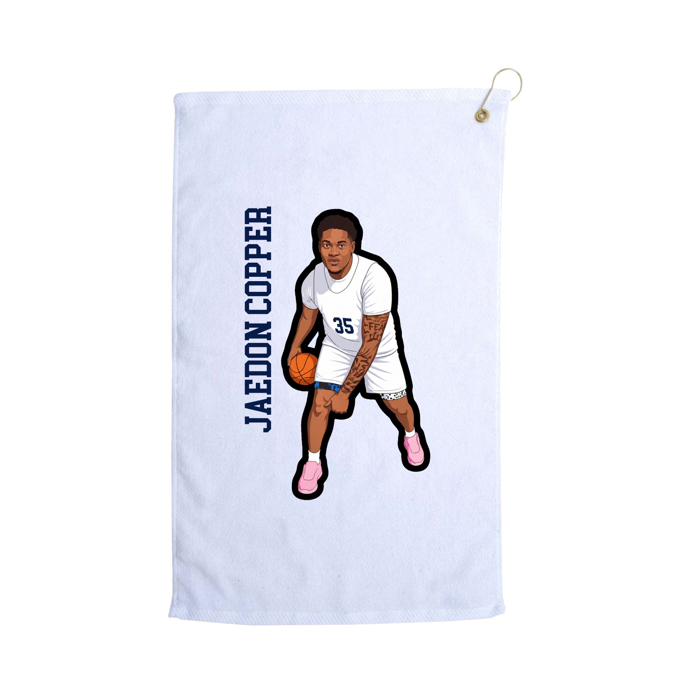 Golf Towel — Name Vertical in White