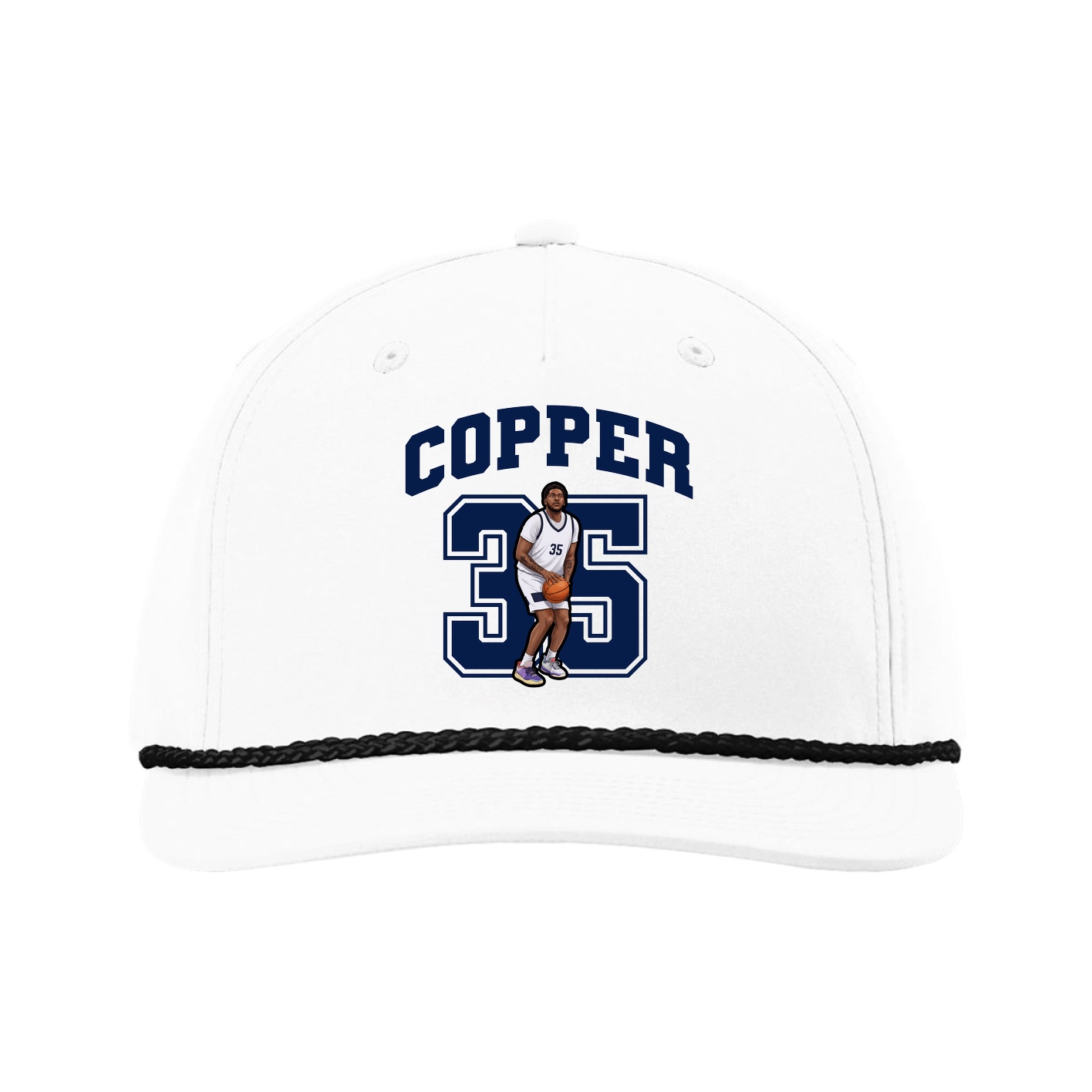 Five-Panel Classic Rope Cap — Number in White