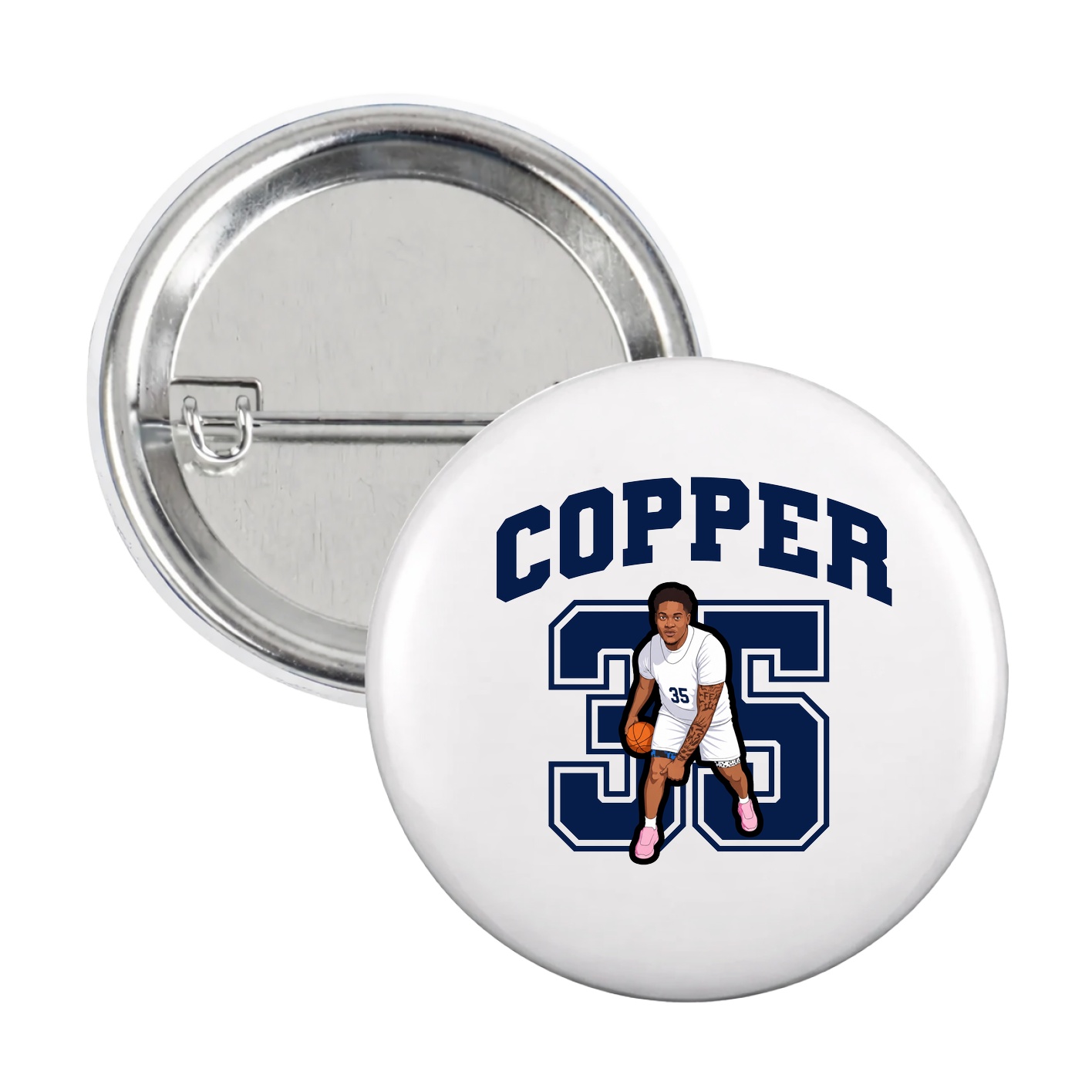 Game Day Button — Number in White