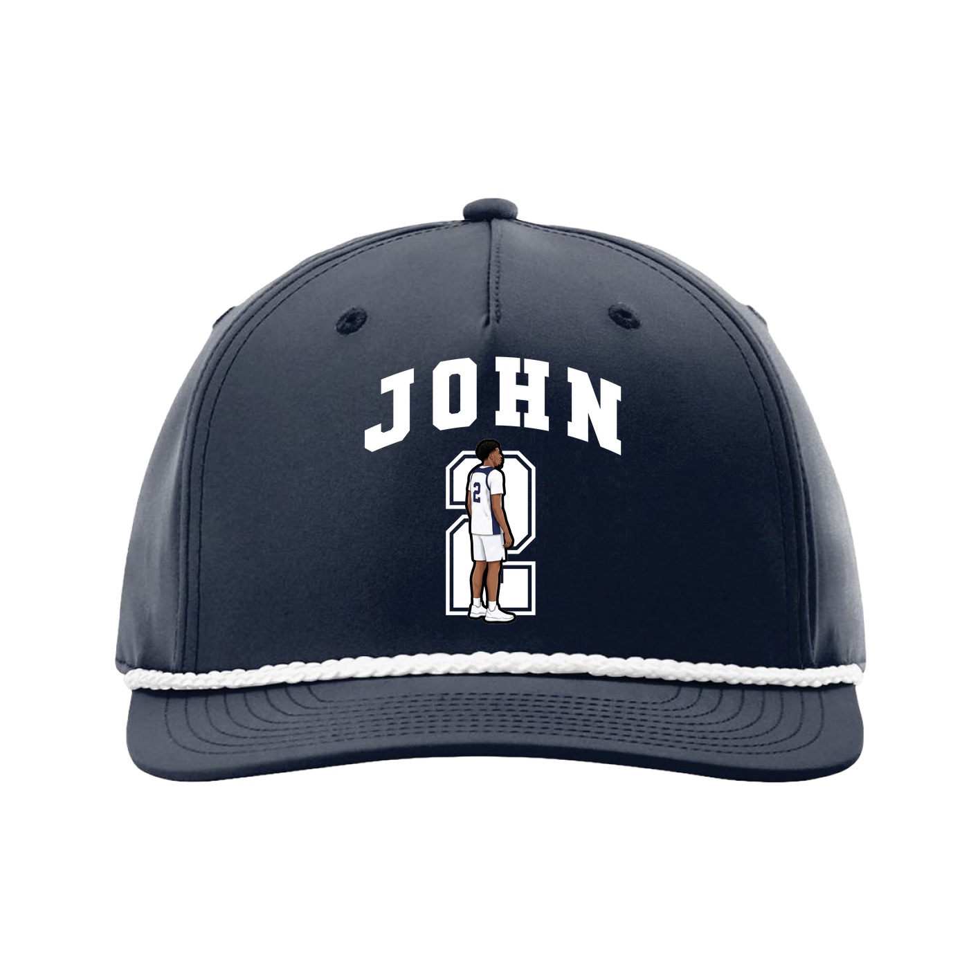 Five-Panel Classic Rope Cap — Number in Navy
