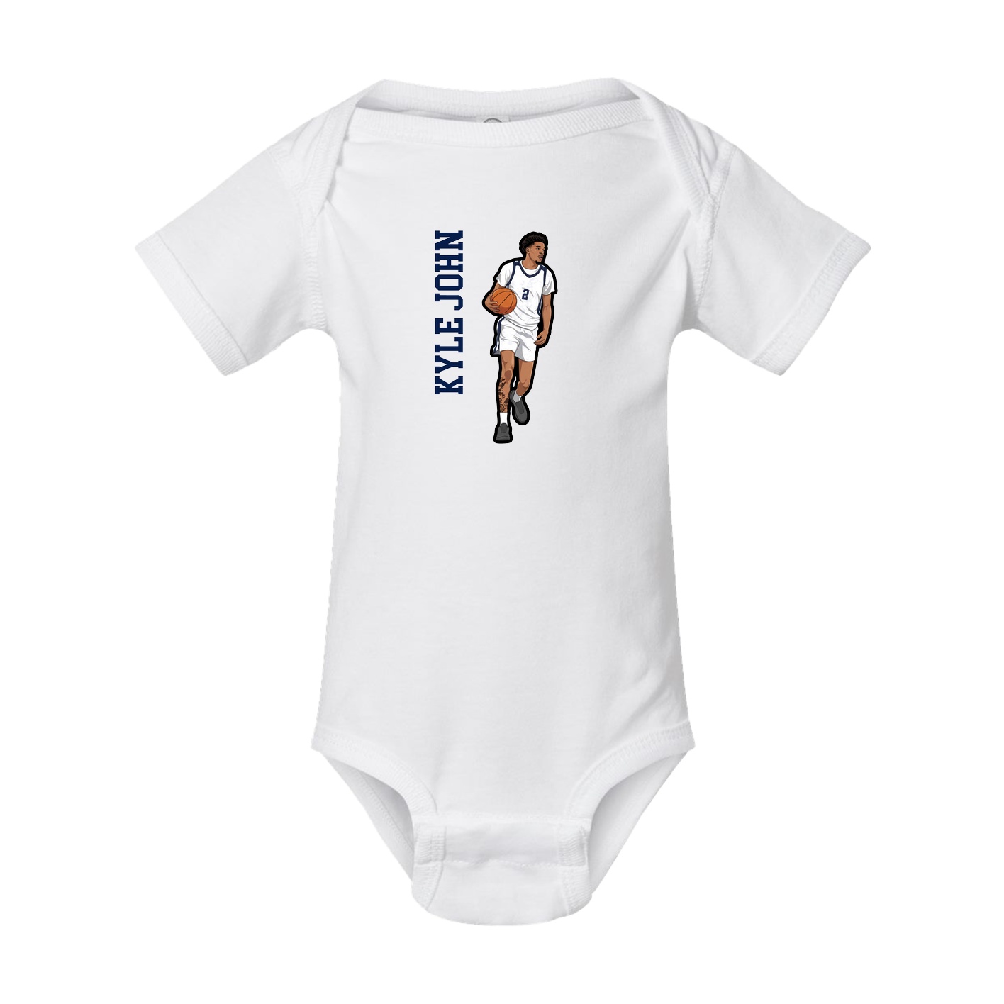 Baby Onesie — Name Vertical in White