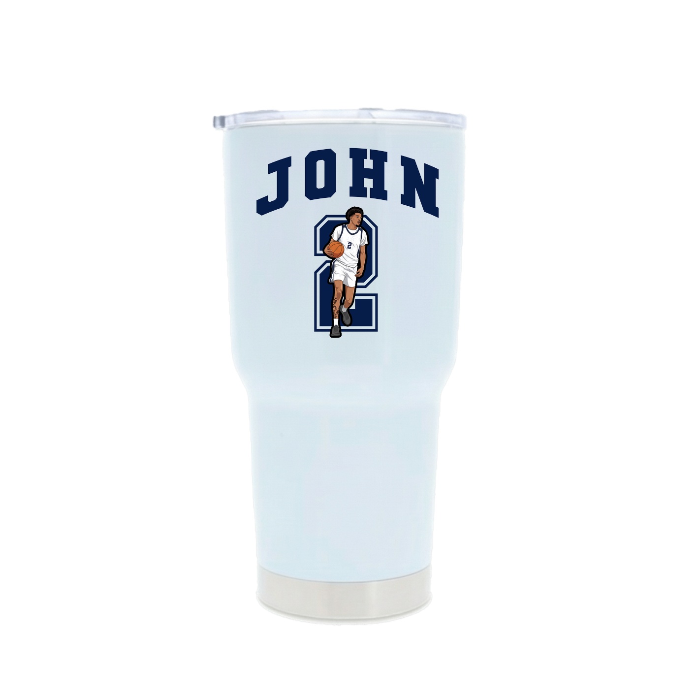 30oz Stainless Steel Tumbler — Number in White