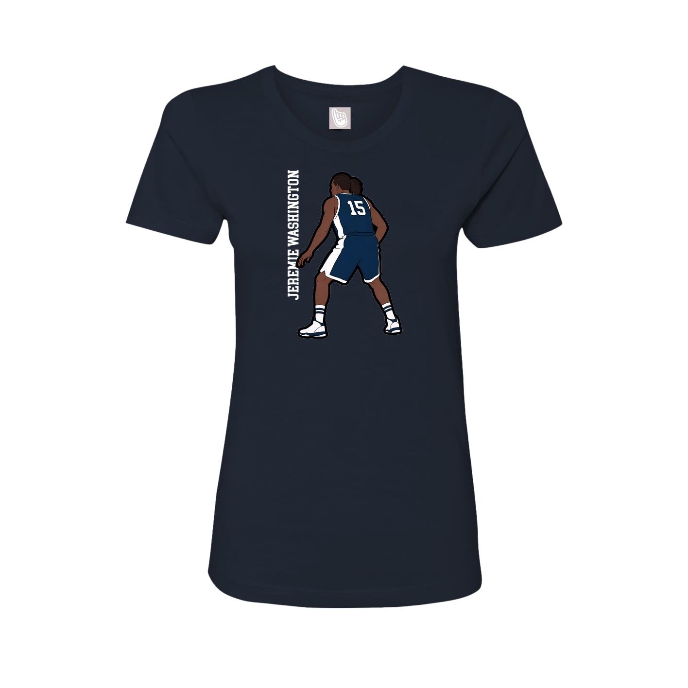 Fitted Women's Tee — Name Vertical in Navy