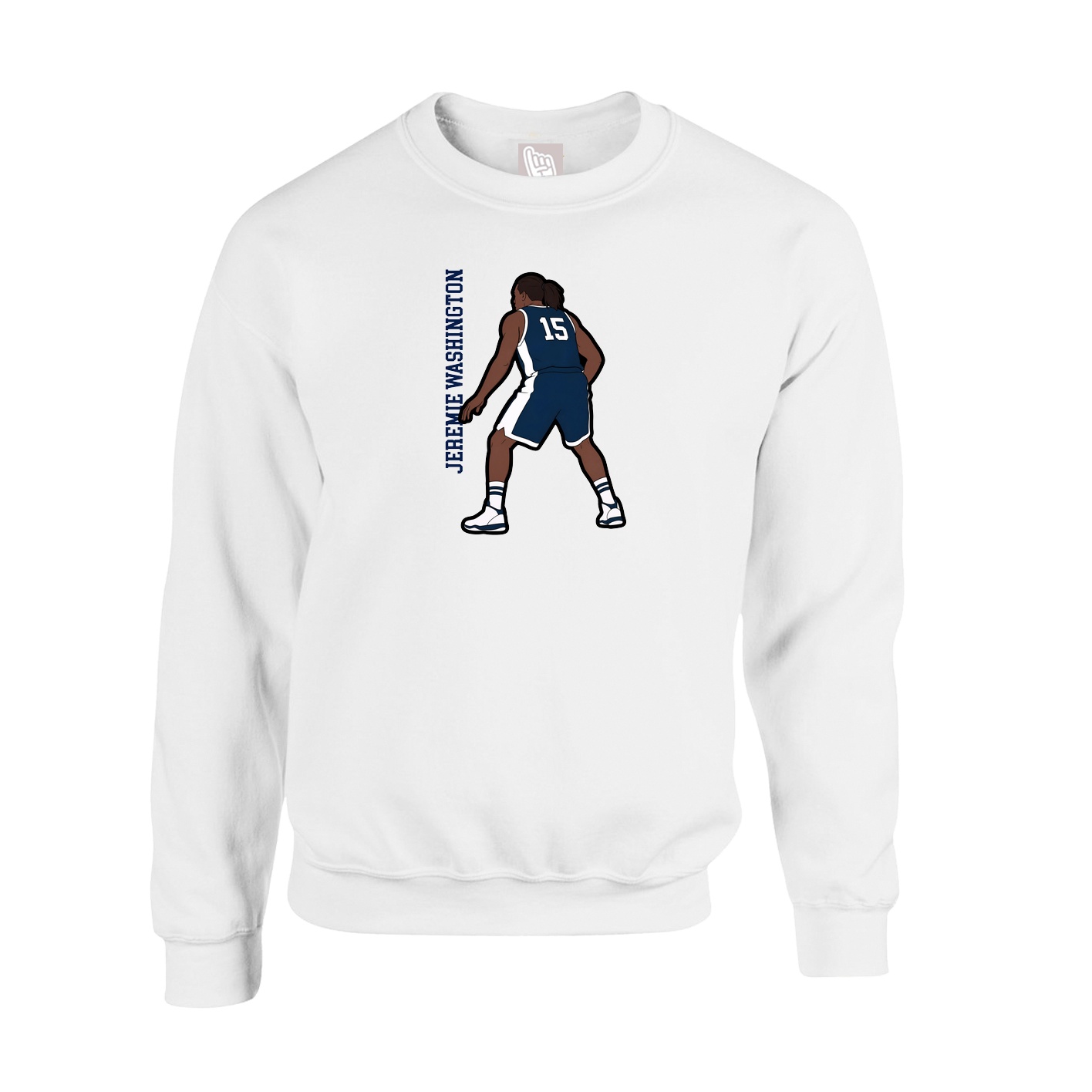 Fleece Crew — Name Vertical in White