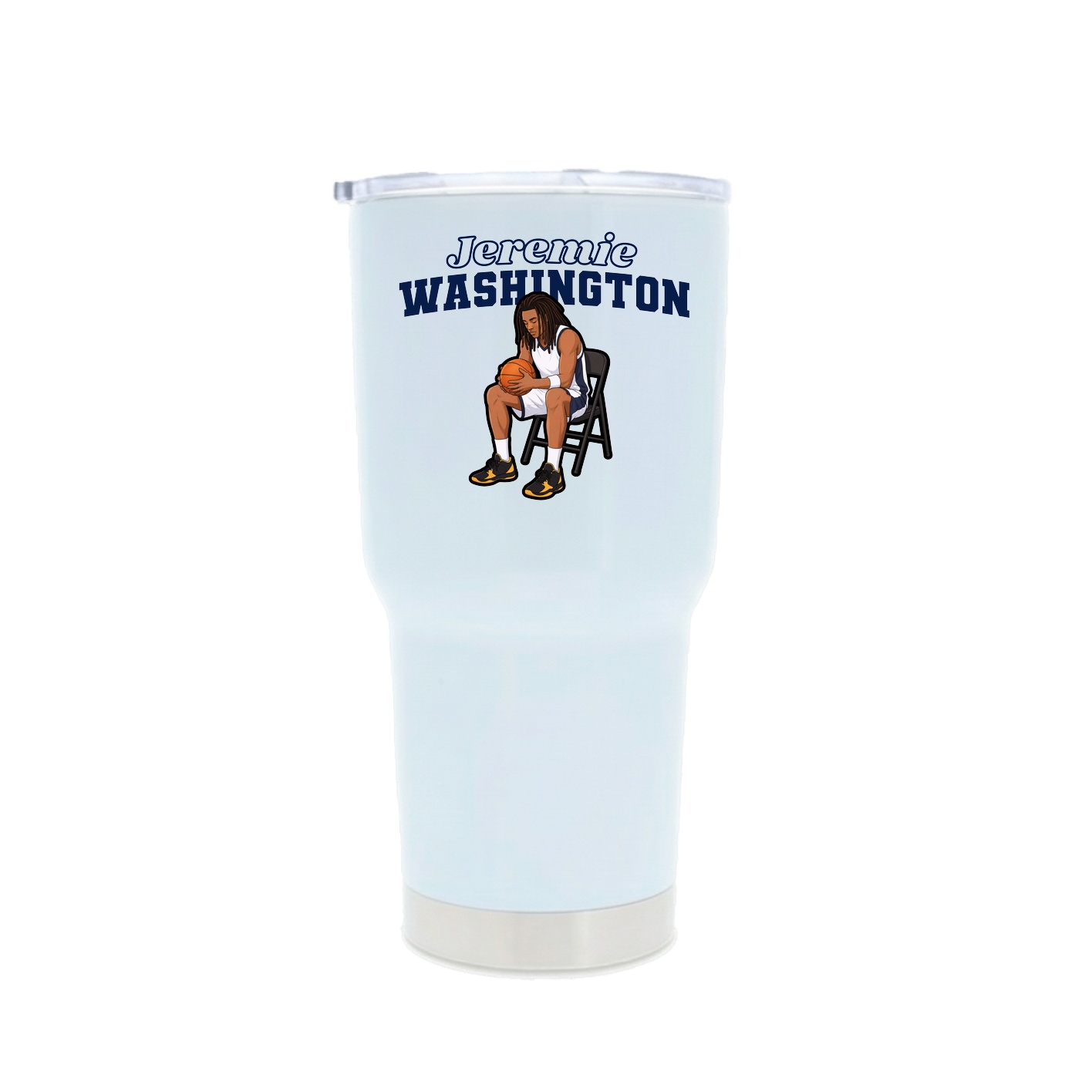 30oz Stainless Steel Tumbler — Name Arch in White