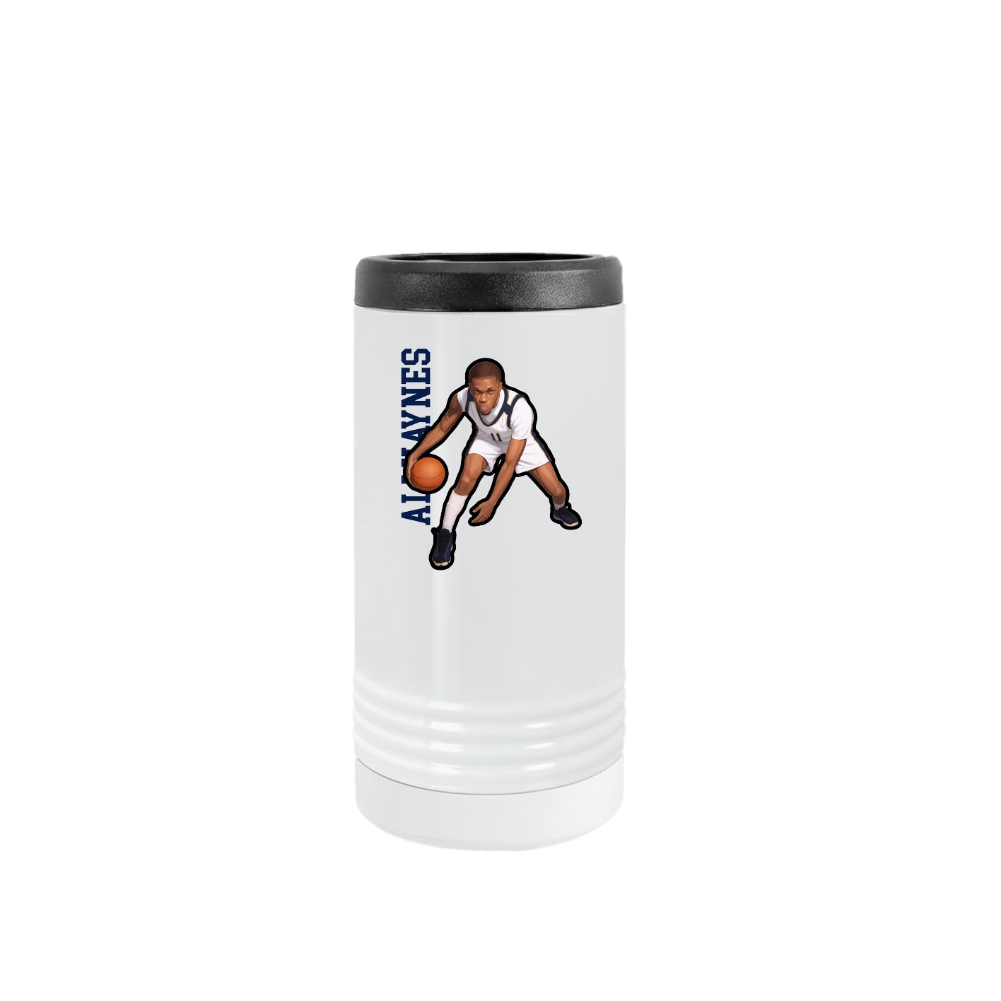 Slim Beverage Holder — Name Vertical in White