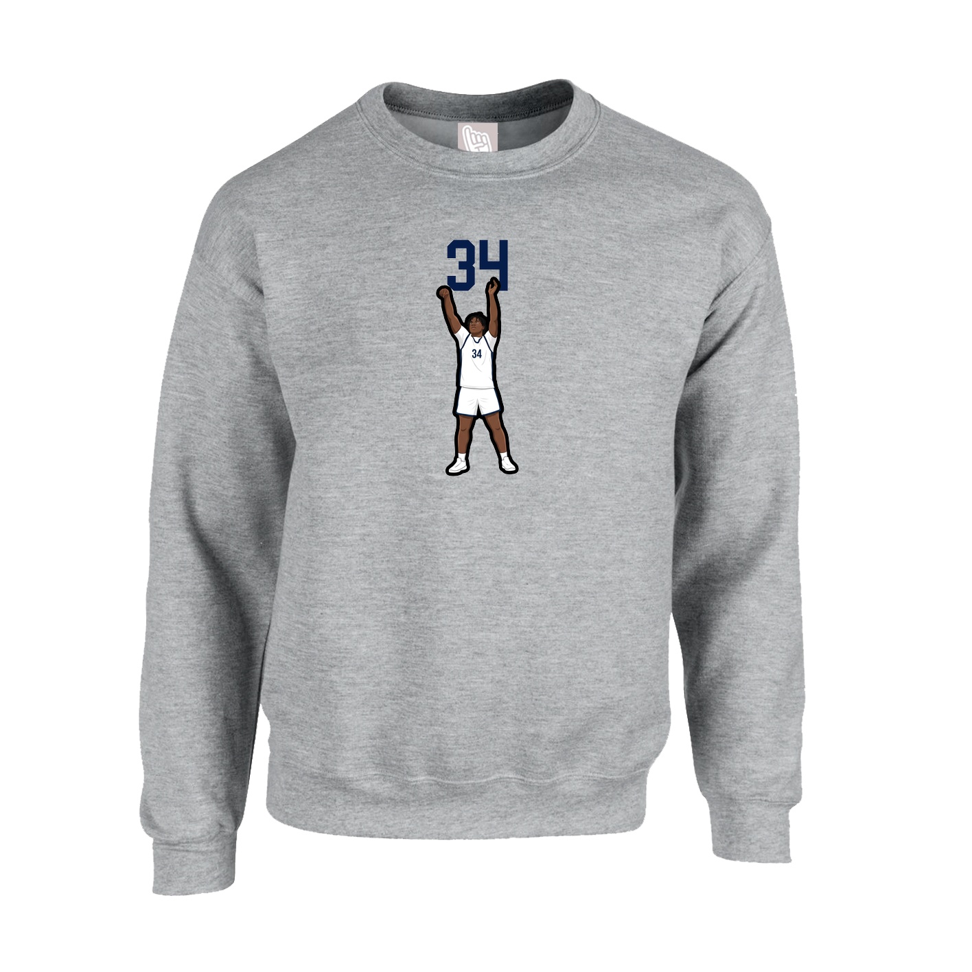 Fleece Crew — Number Top in Grey