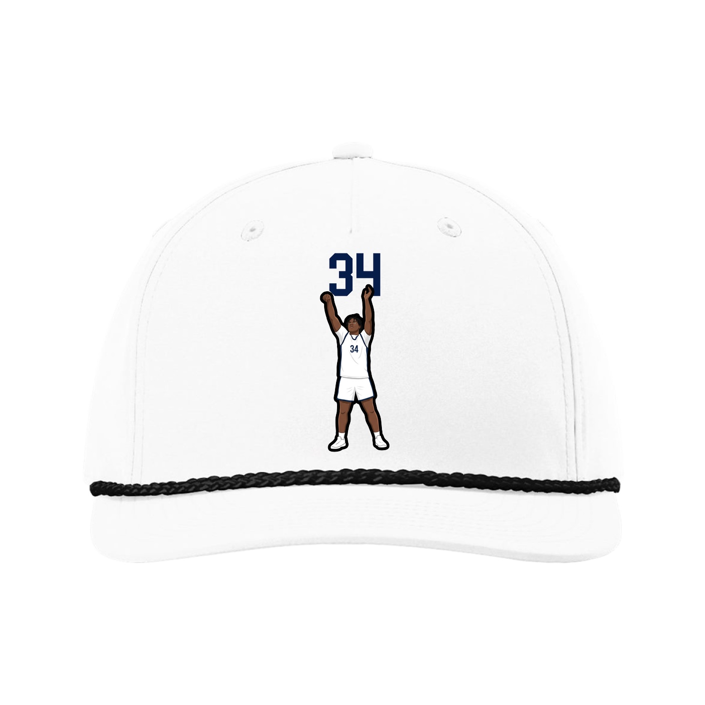 Five-Panel Classic Rope Cap — Number Top in White