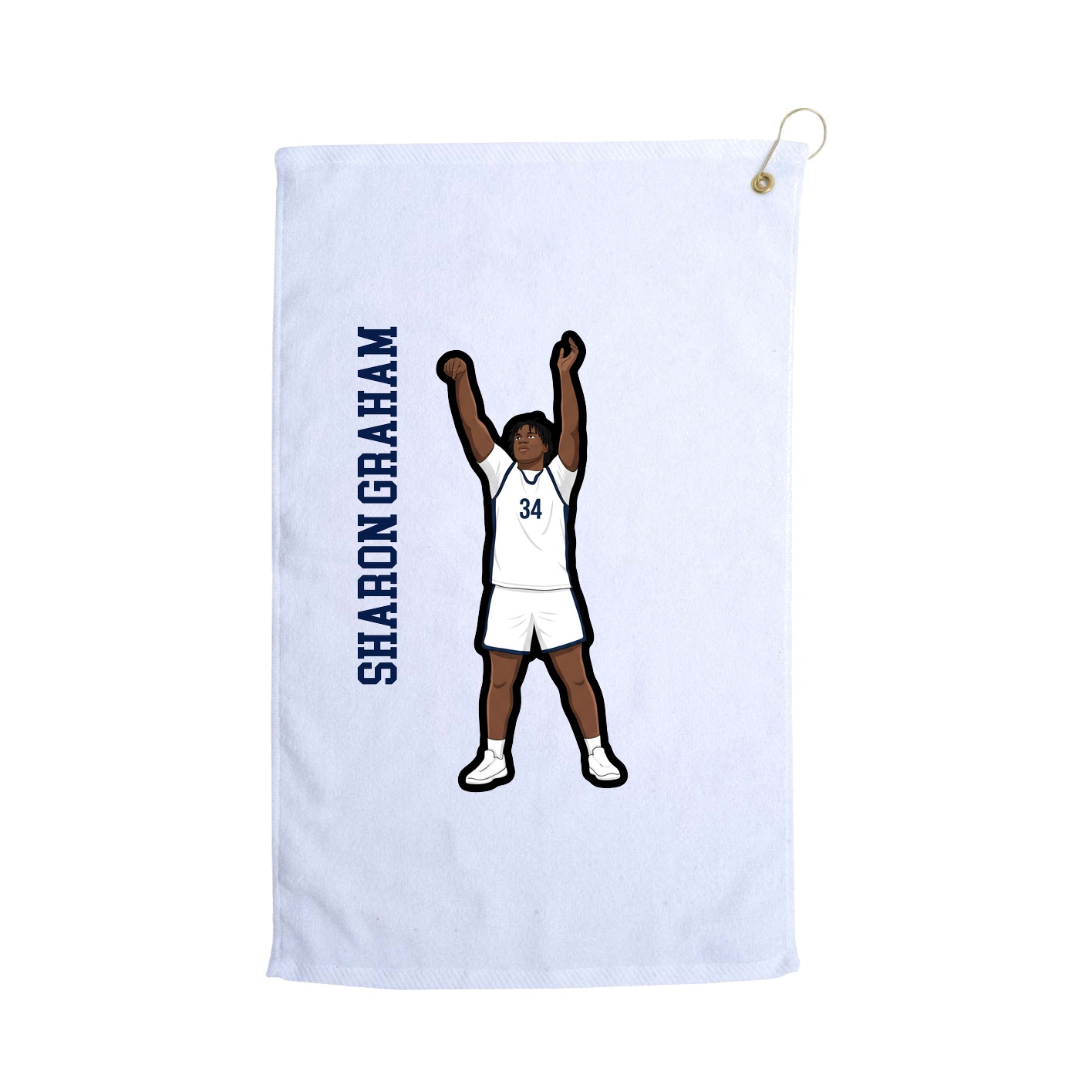 Golf Towel — Name Vertical in White