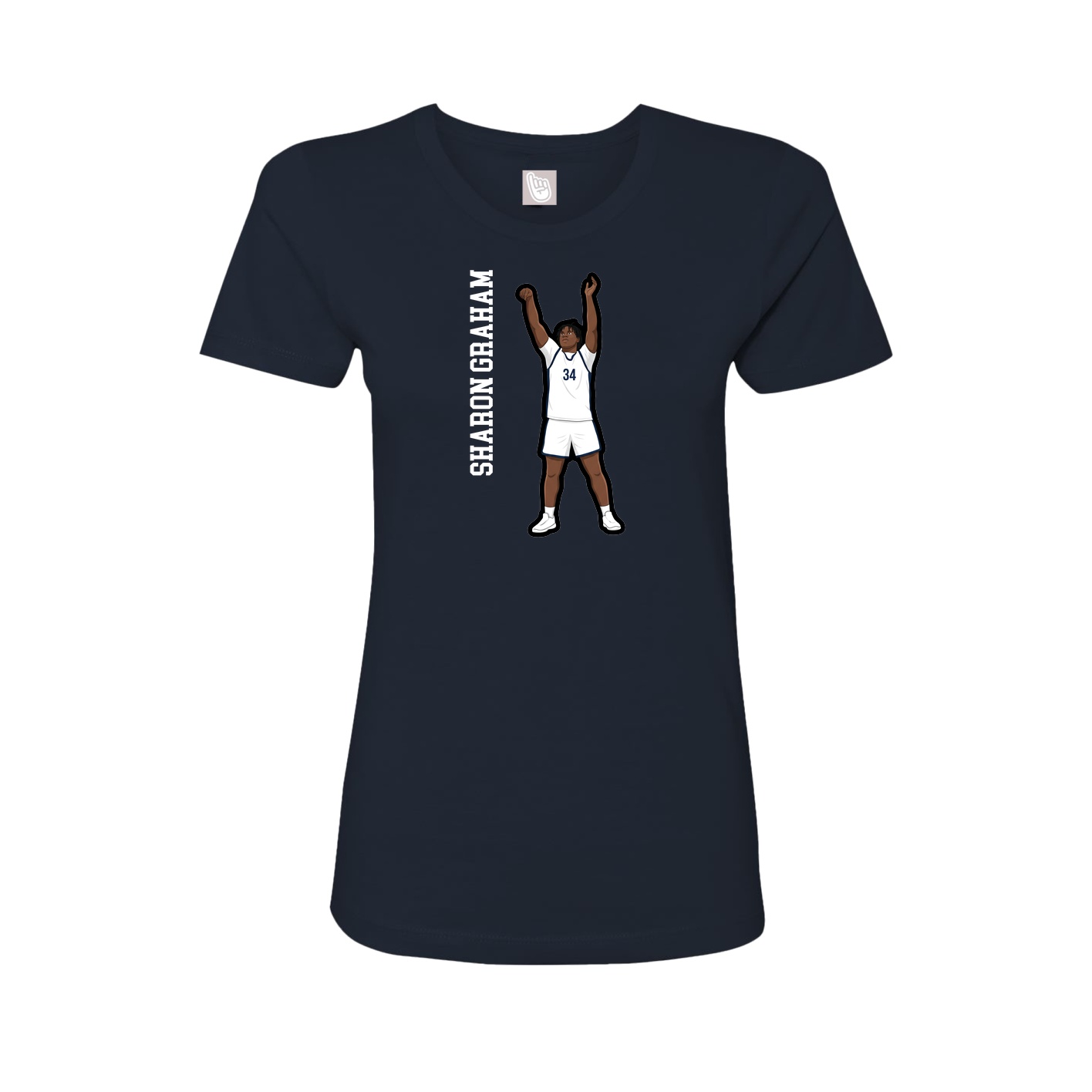 Fitted Women's Tee — Name Vertical in Navy