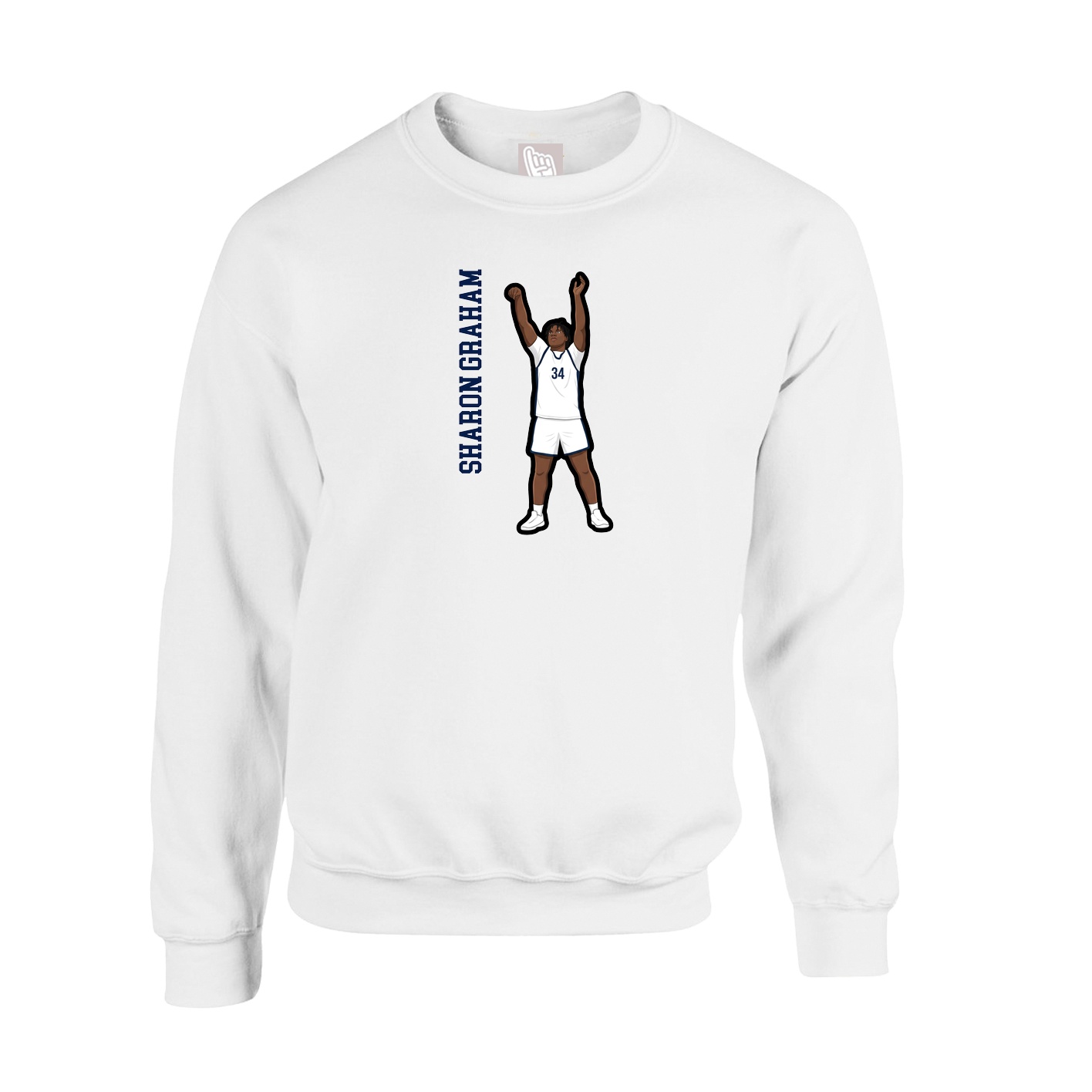 Fleece Crew — Name Vertical in White