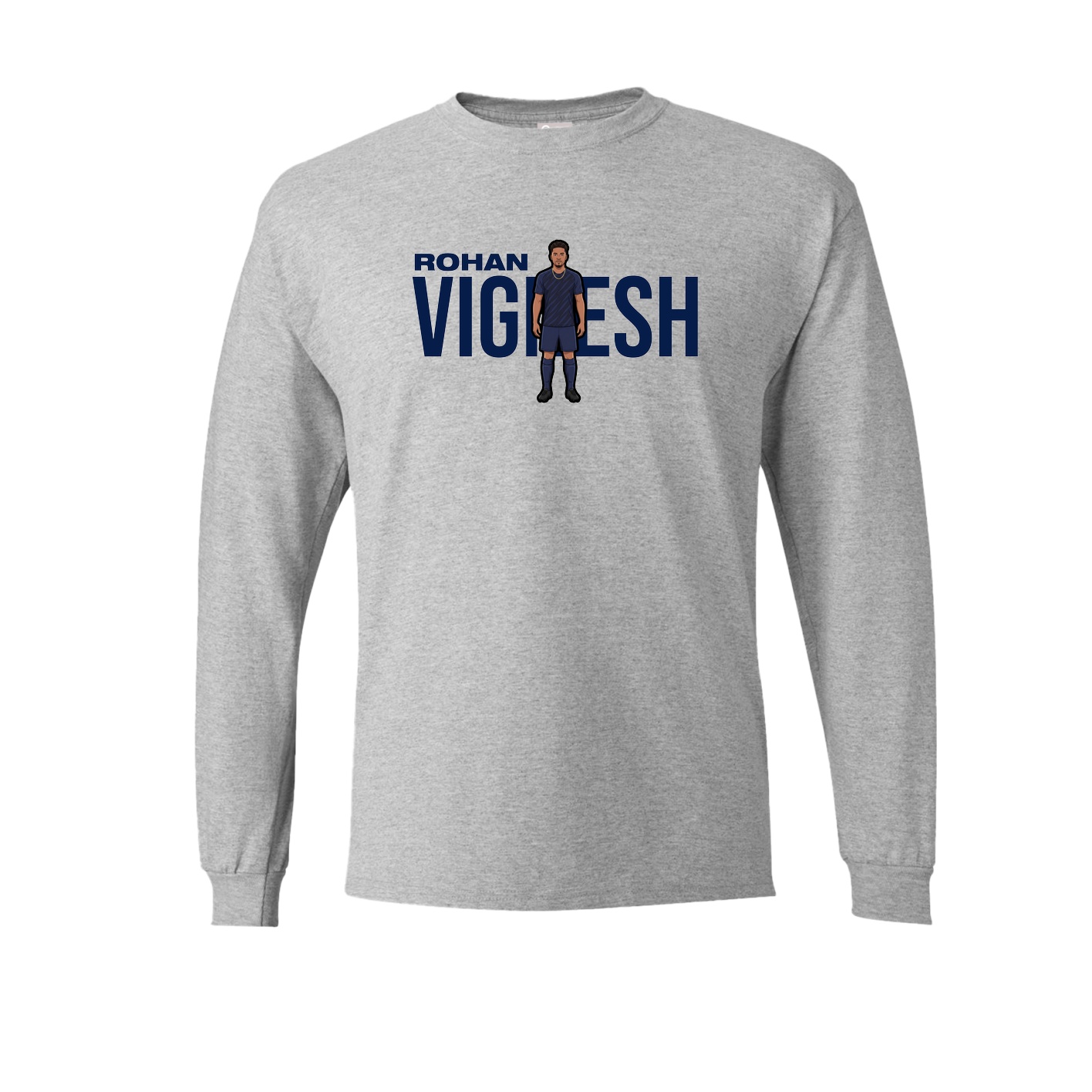 Long Sleeve Tee — Player Name in Grey