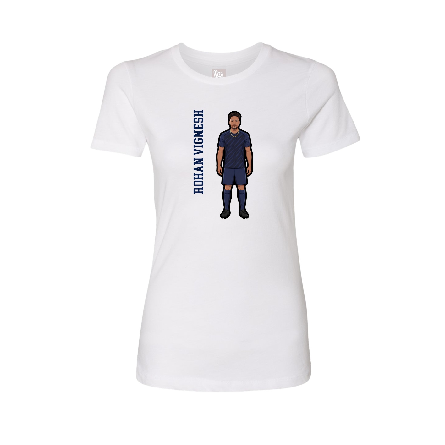 Fitted Women's Tee — Name Vertical in White