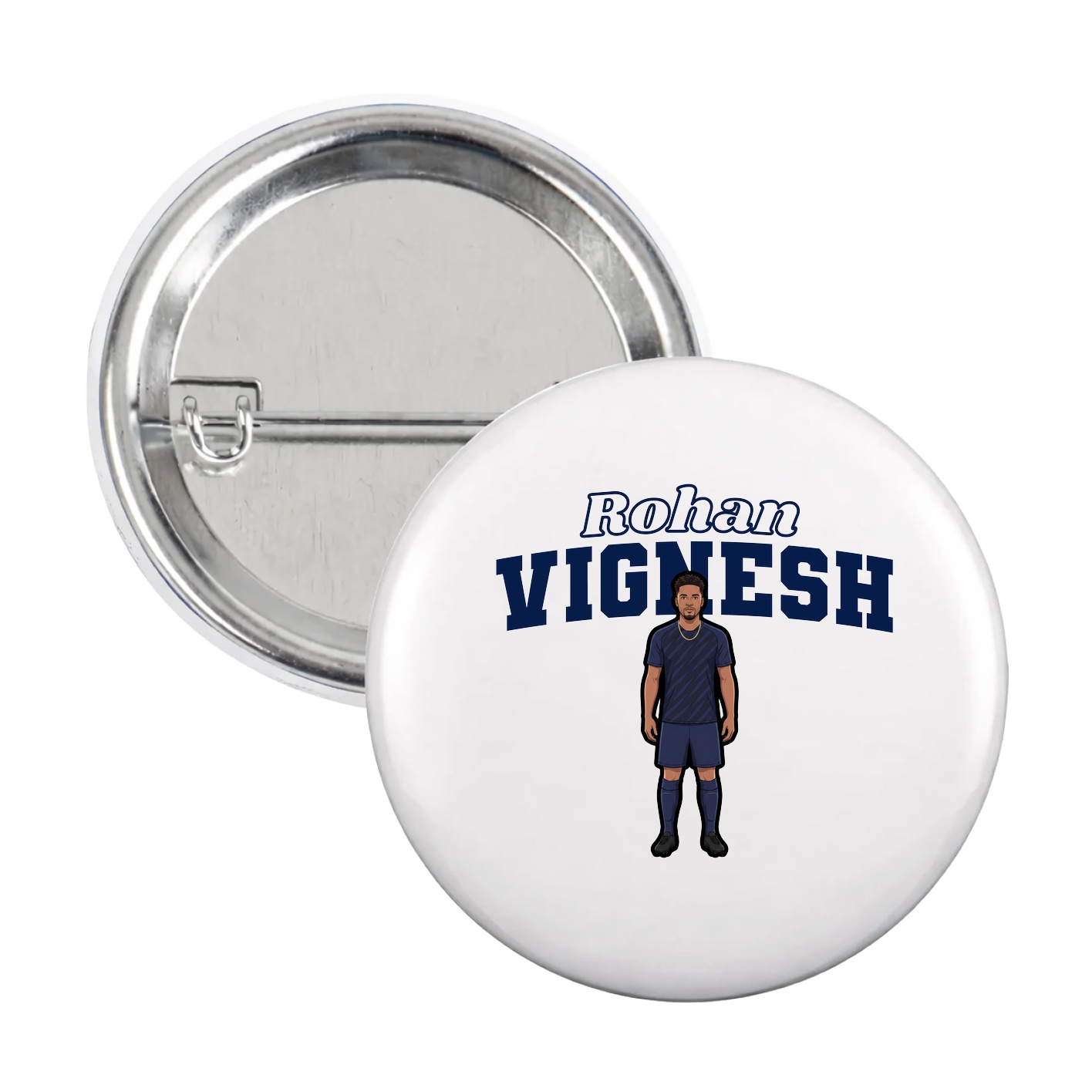 Game Day Button — Name Arch in White