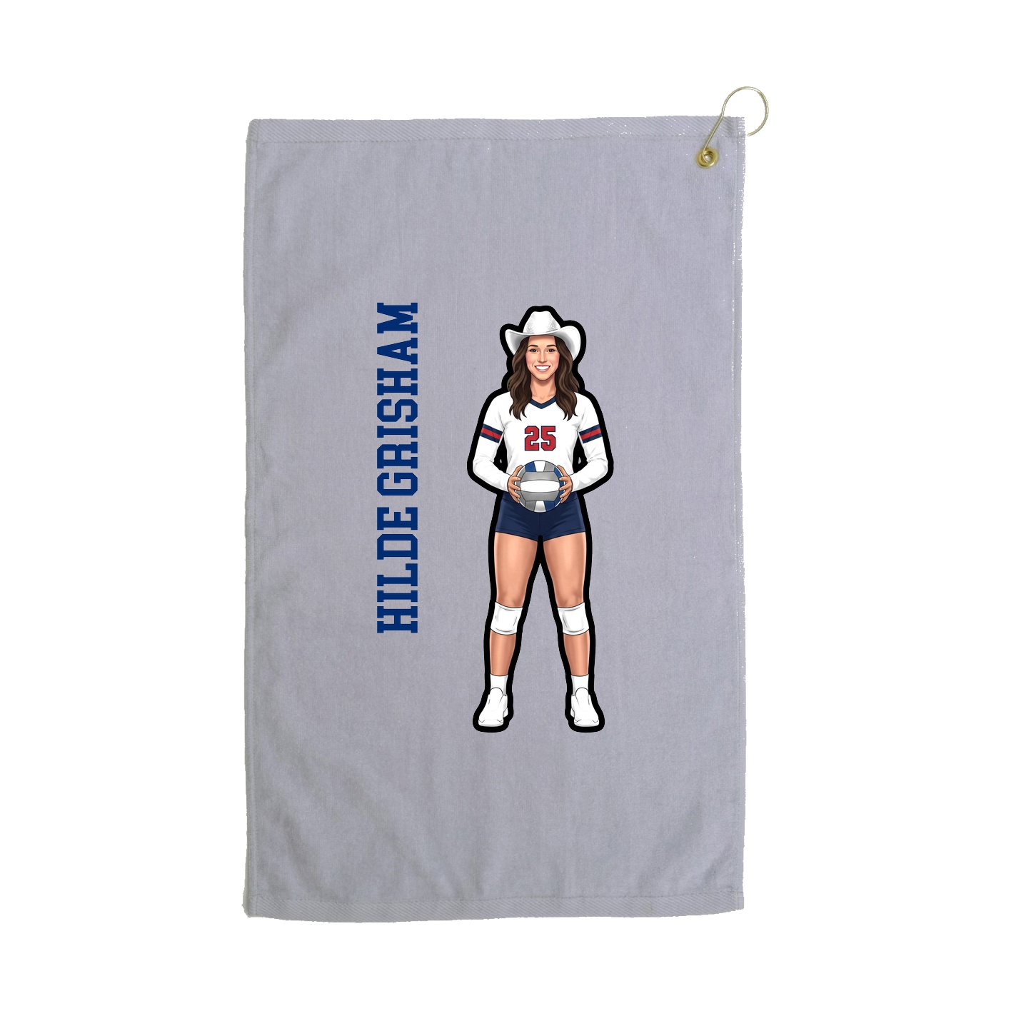 Golf Towel — Name Vertical in Grey