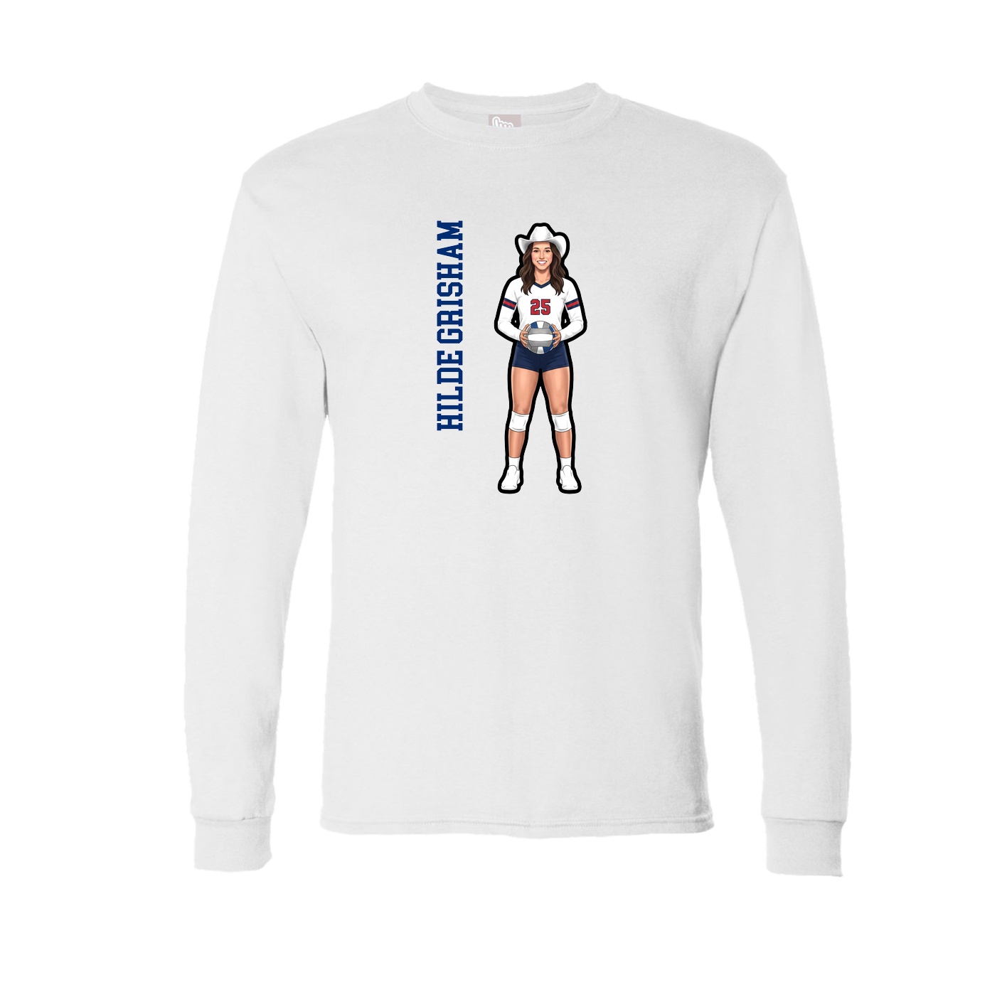 Long Sleeve Tee — Name Vertical in White
