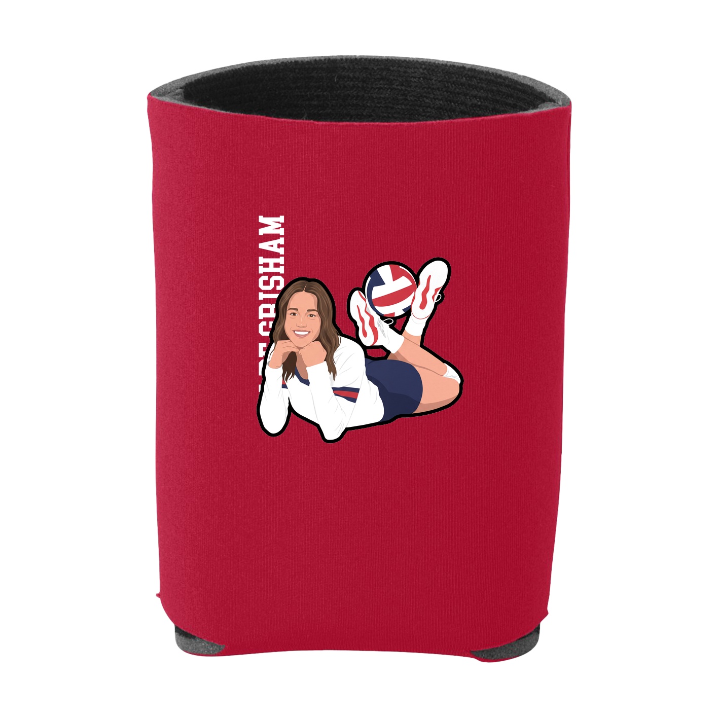 Can Holder — Name Vertical in Red