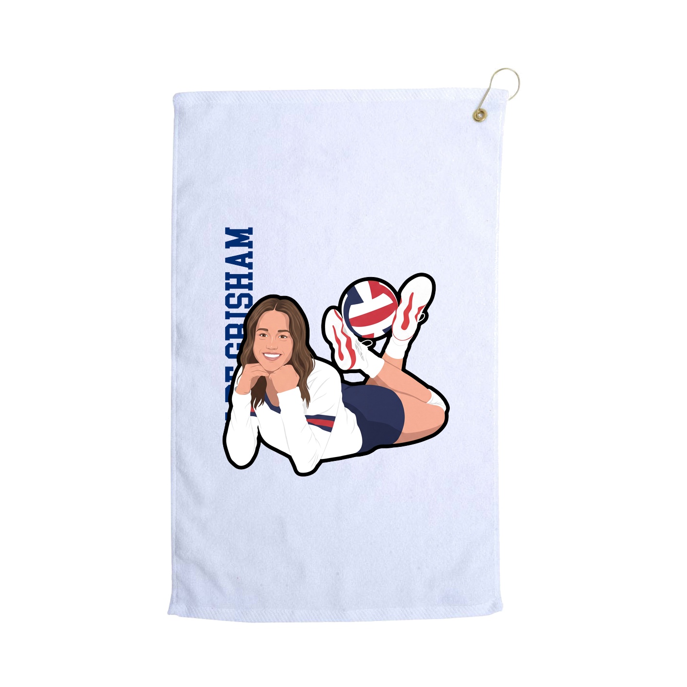 Golf Towel — Name Vertical in White