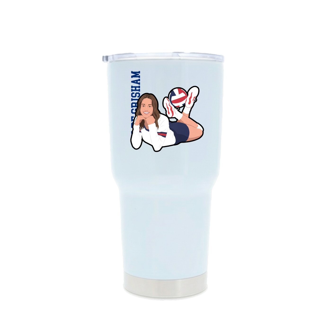30oz Stainless Steel Tumbler — Name Vertical in White