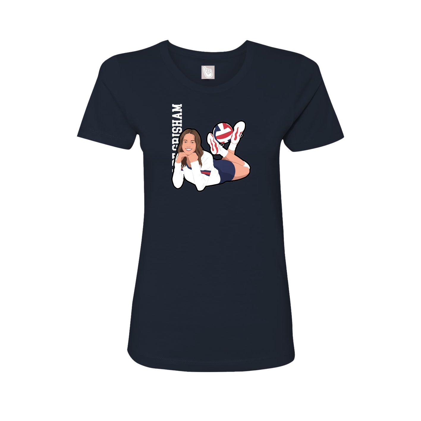 Fitted Women's Tee — Name Vertical in Navy