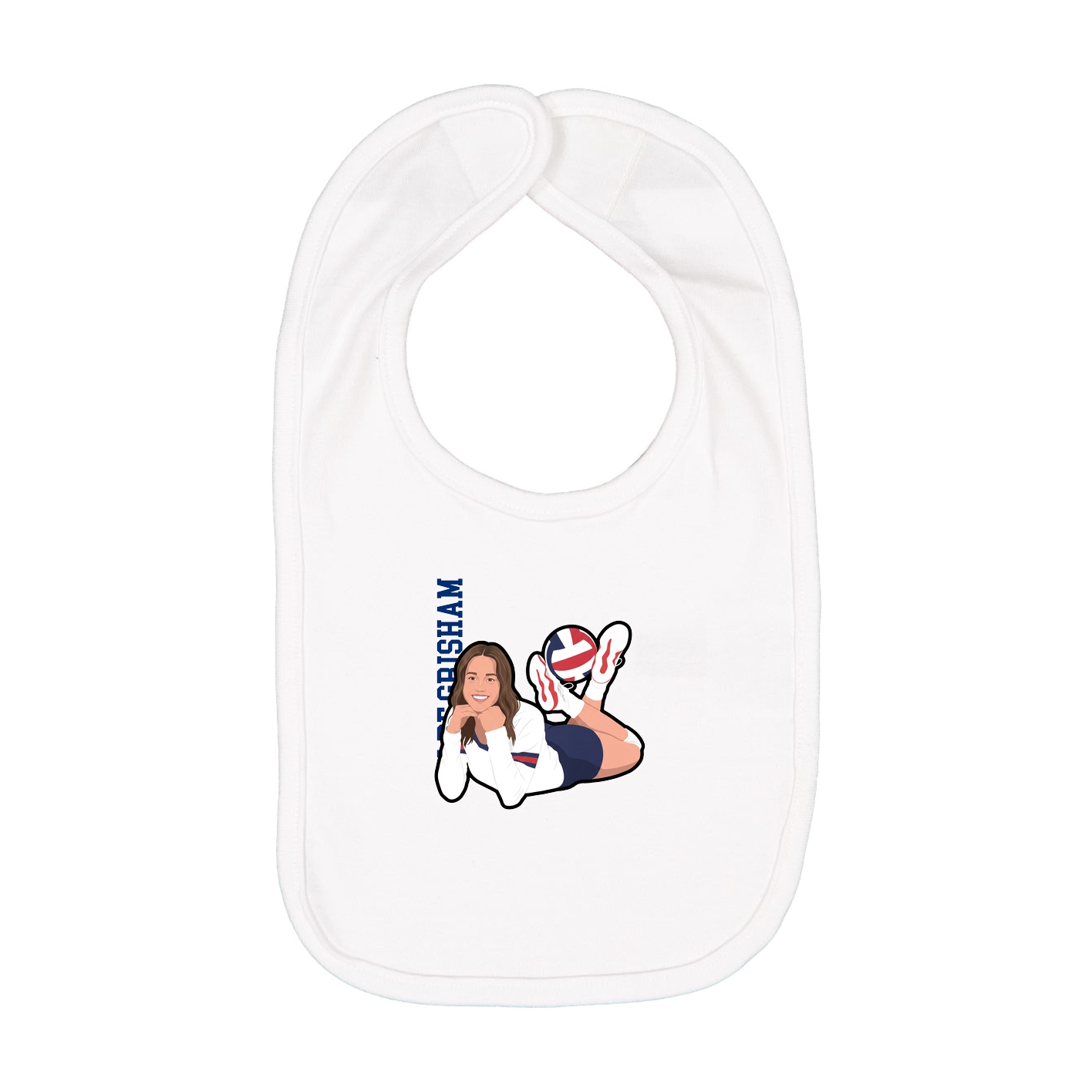 Infant Bib — Name Vertical in White