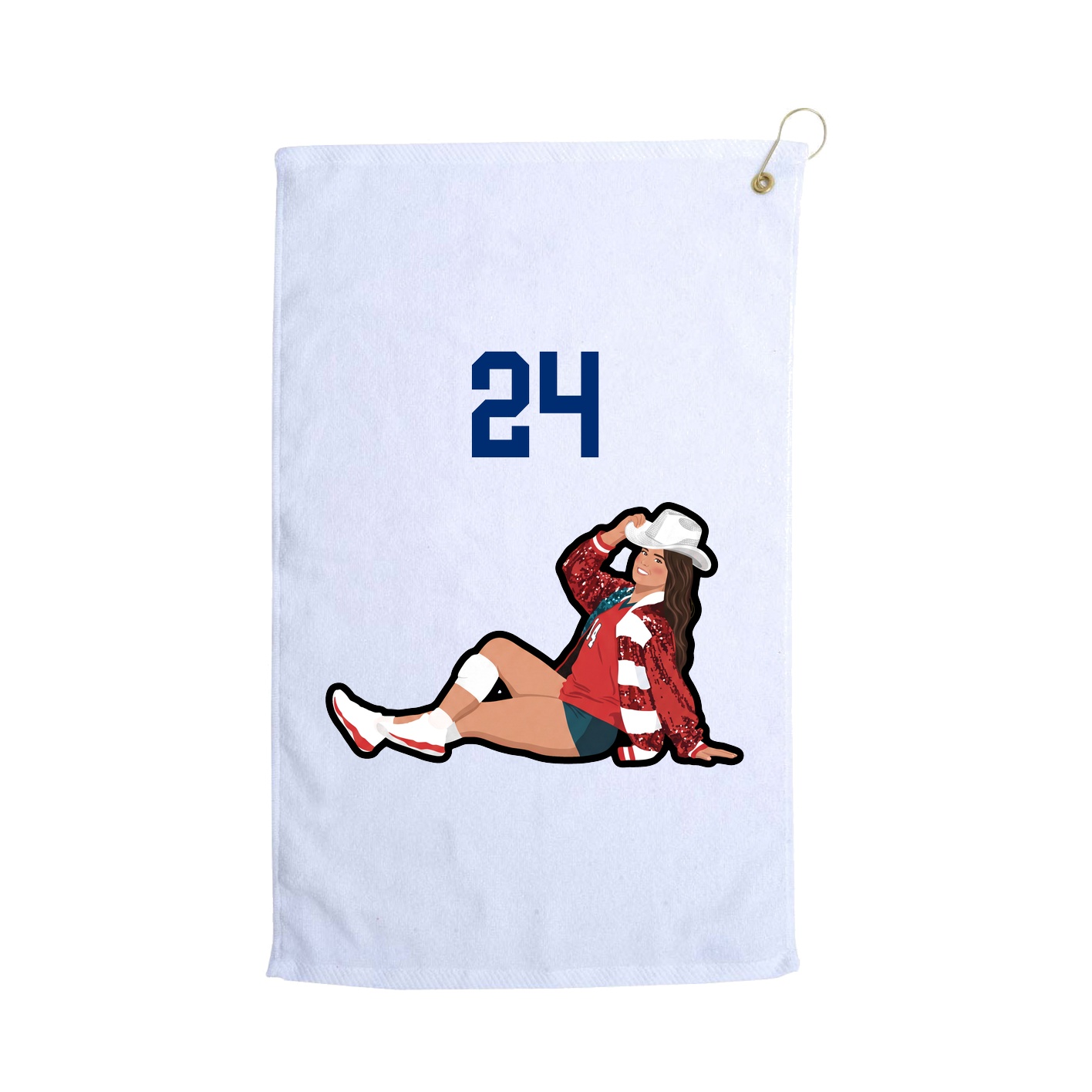 Golf Towel — Number Top in White