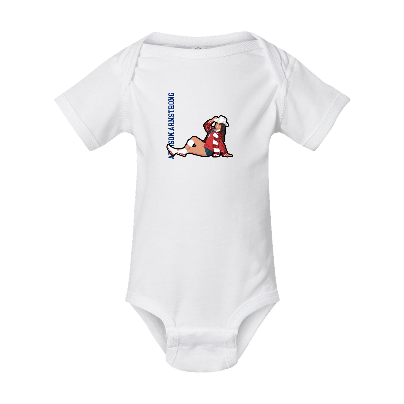 Baby Onesie — Name Vertical in White