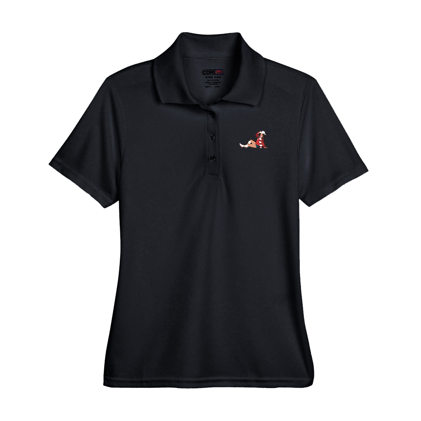 Performance Polo — Name Vertical in Black