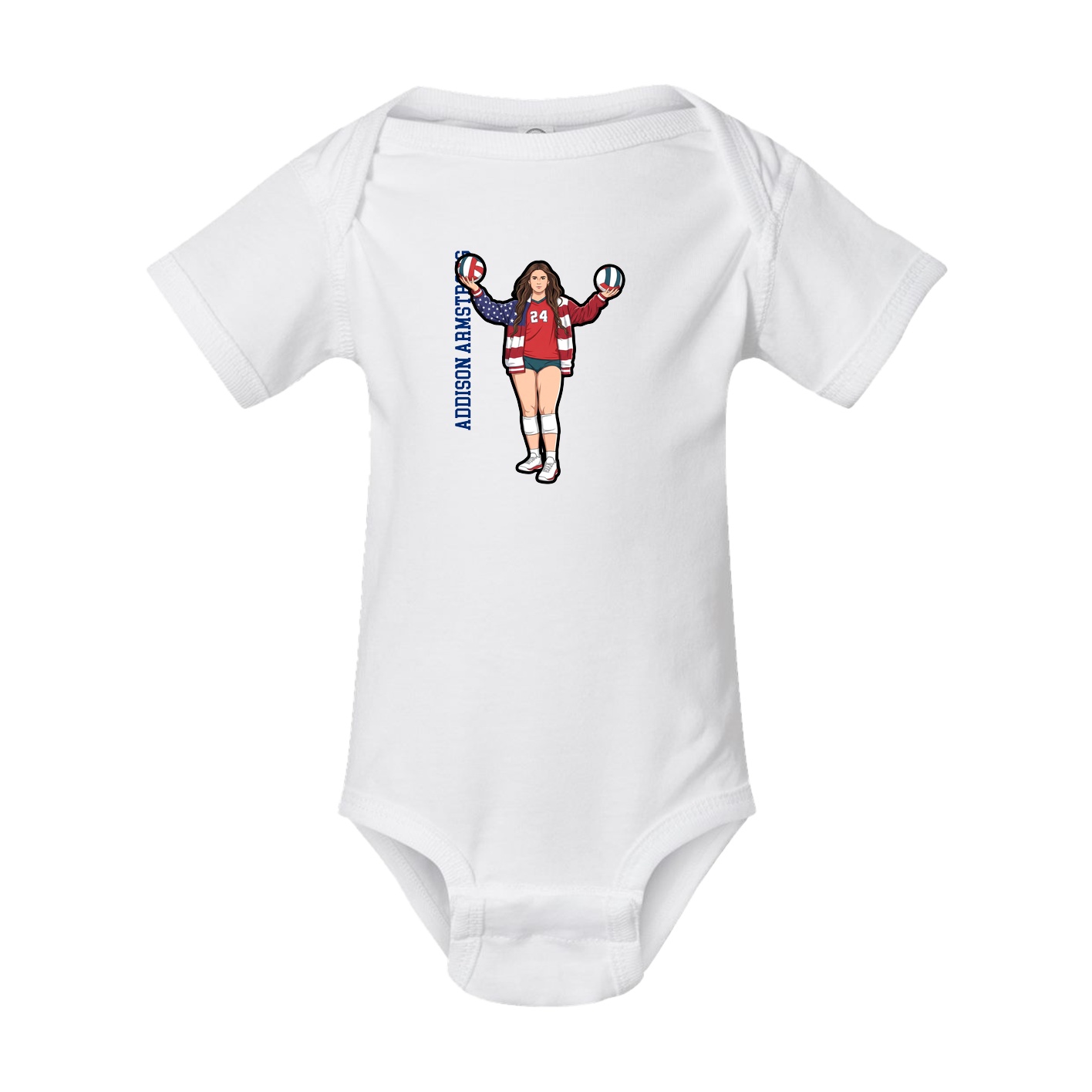 Baby Onesie — Name Vertical in White