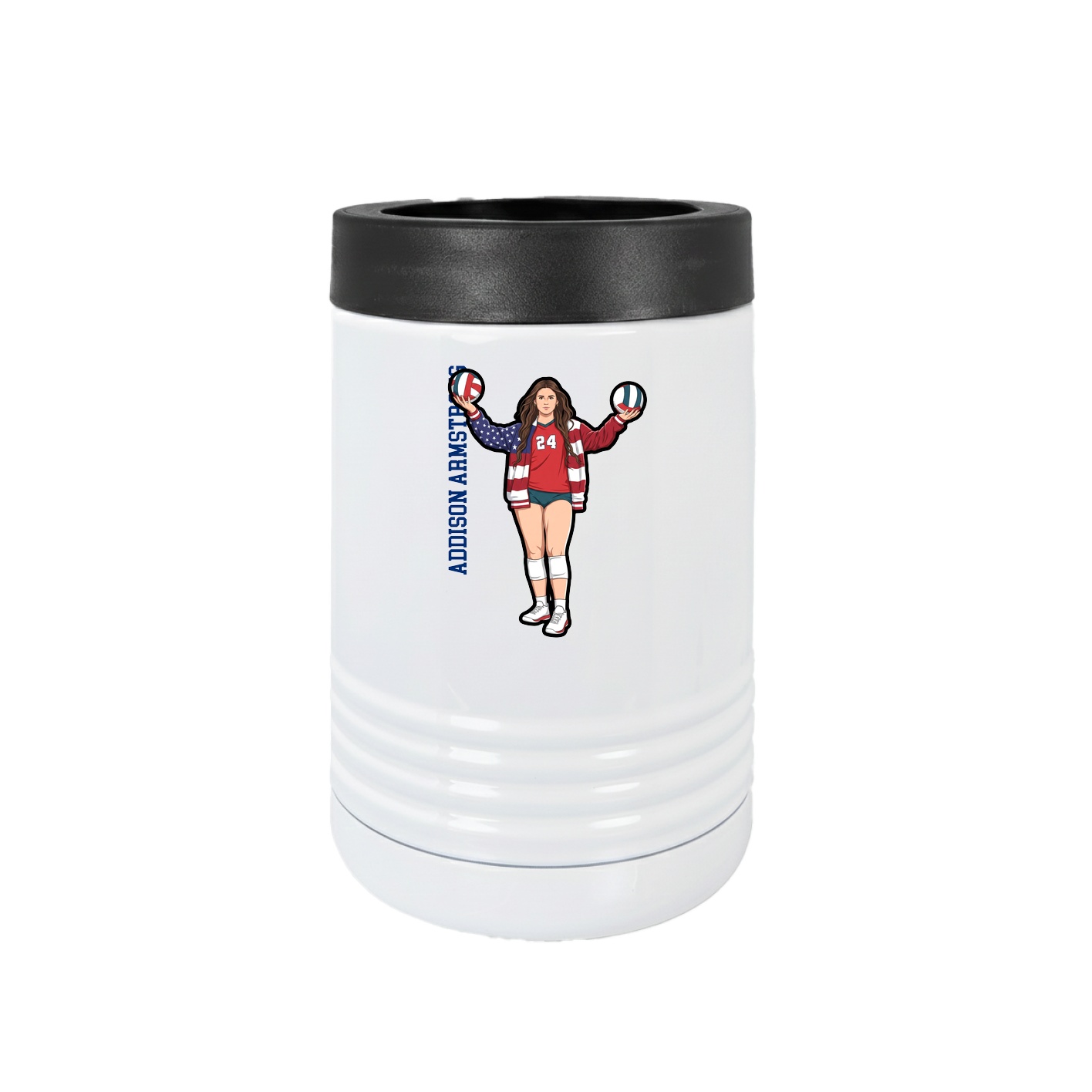 Beverage Holder — Name Vertical in White