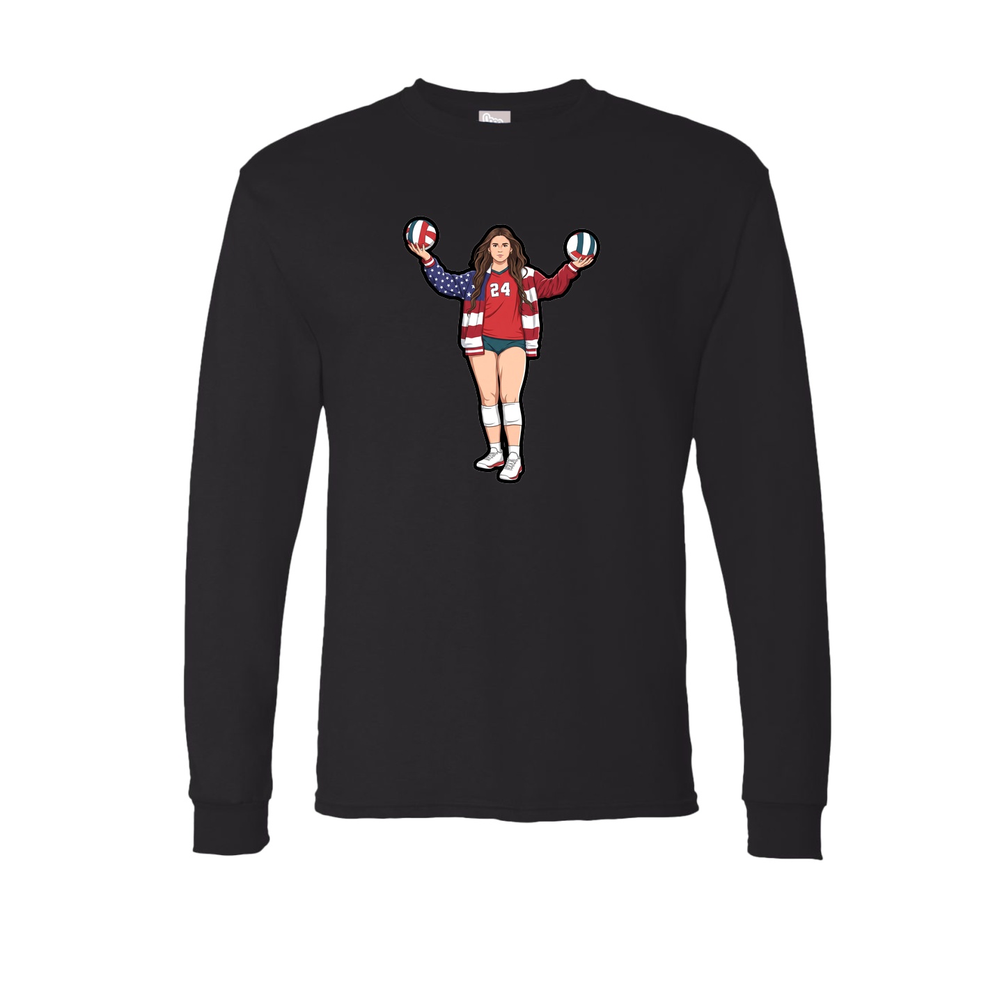 Long Sleeve Tee — Name Vertical in Black