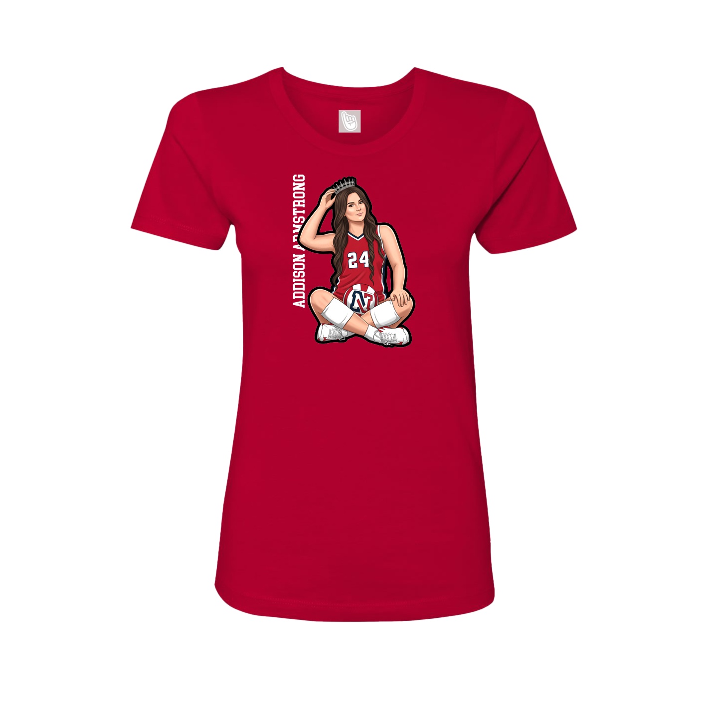 Womens Tee — Name Vertical in Red