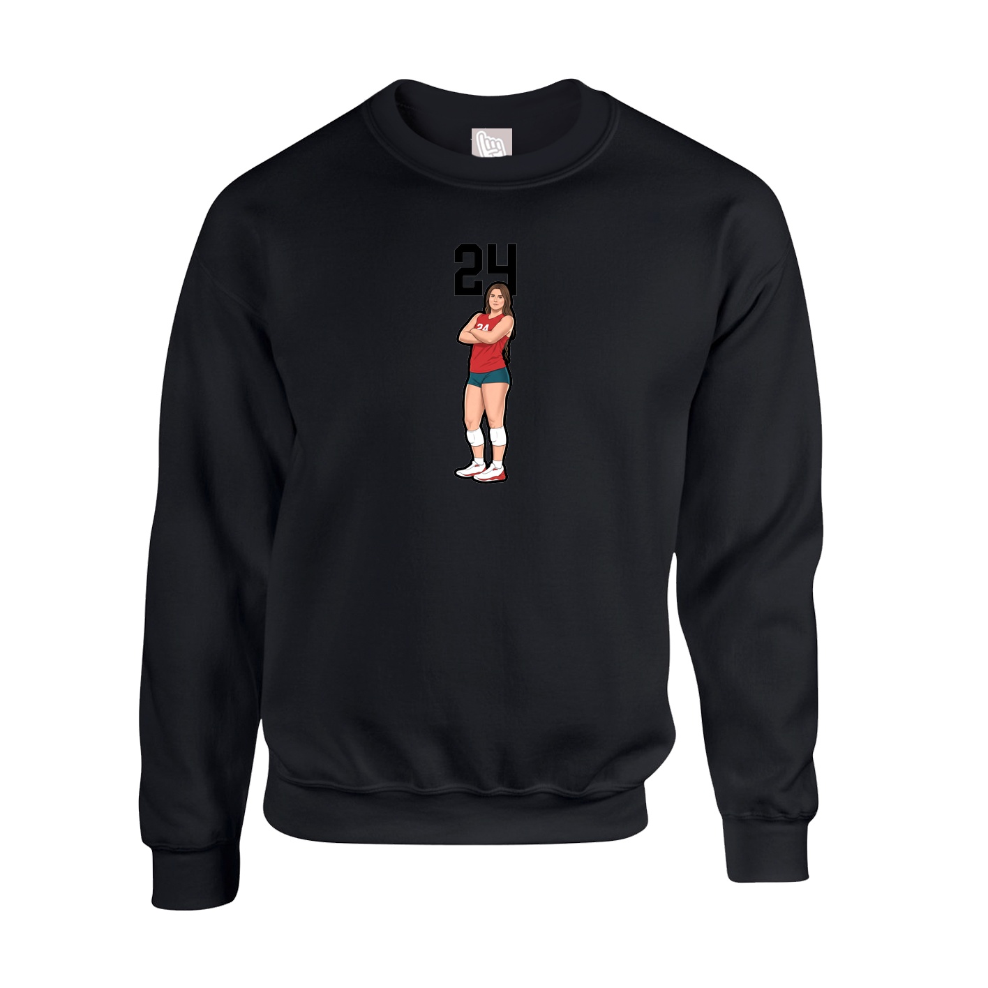 Fleece Crew — Number Top in Black