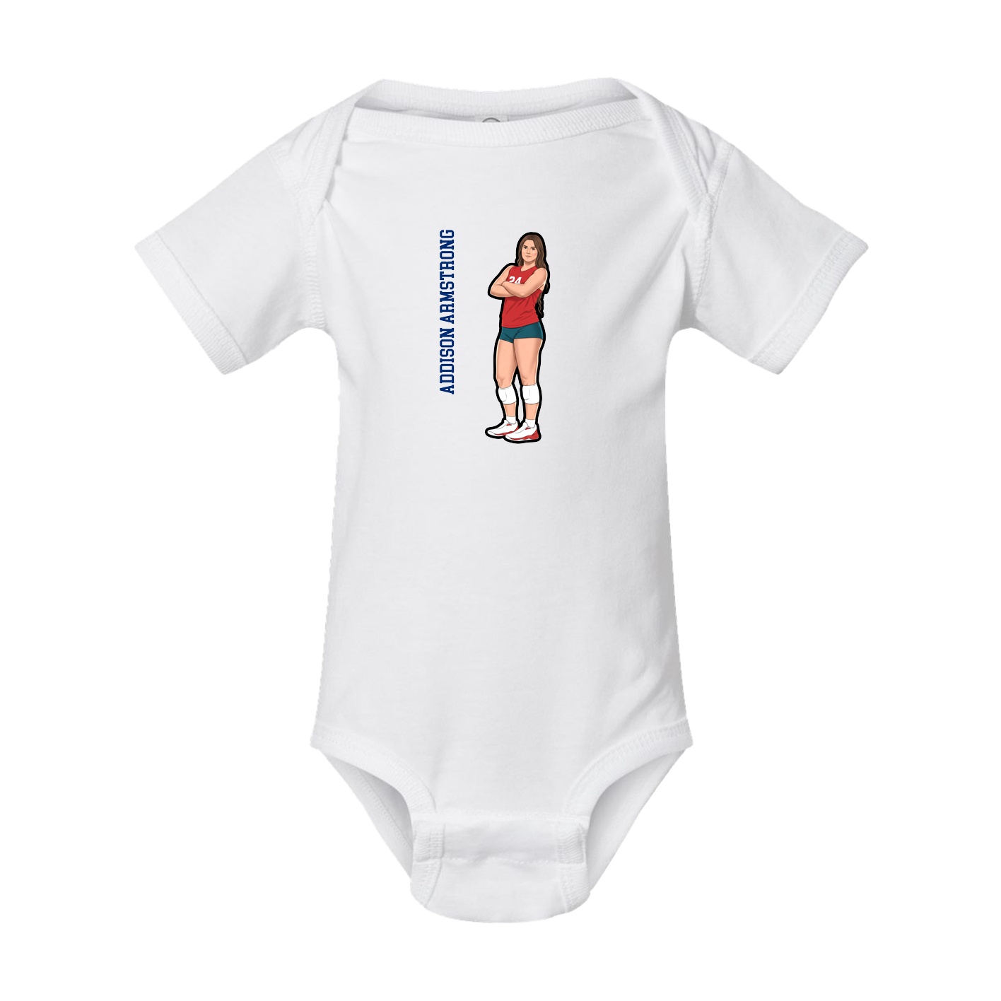 Baby Onesie — Name Vertical in White