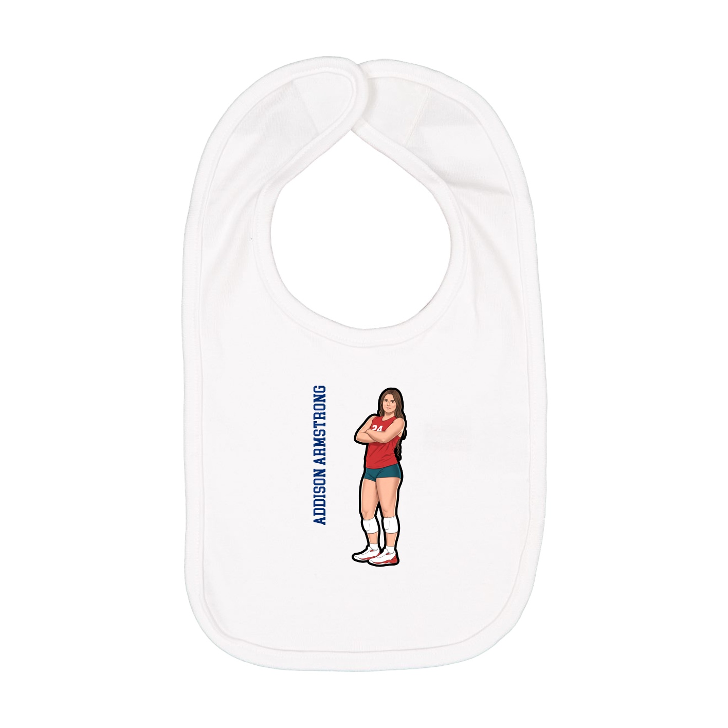 Infant Bib — Name Vertical in White