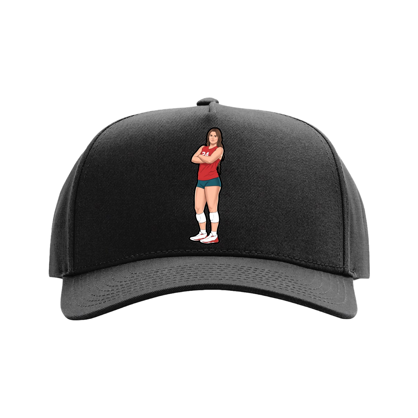 Full Fabric Five-Panel Champ Cap — Name Vertical in Black