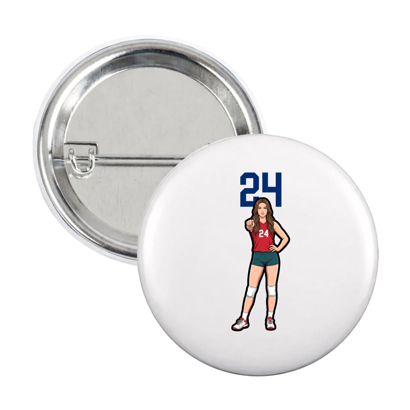 Game Day Button — Number Top in White