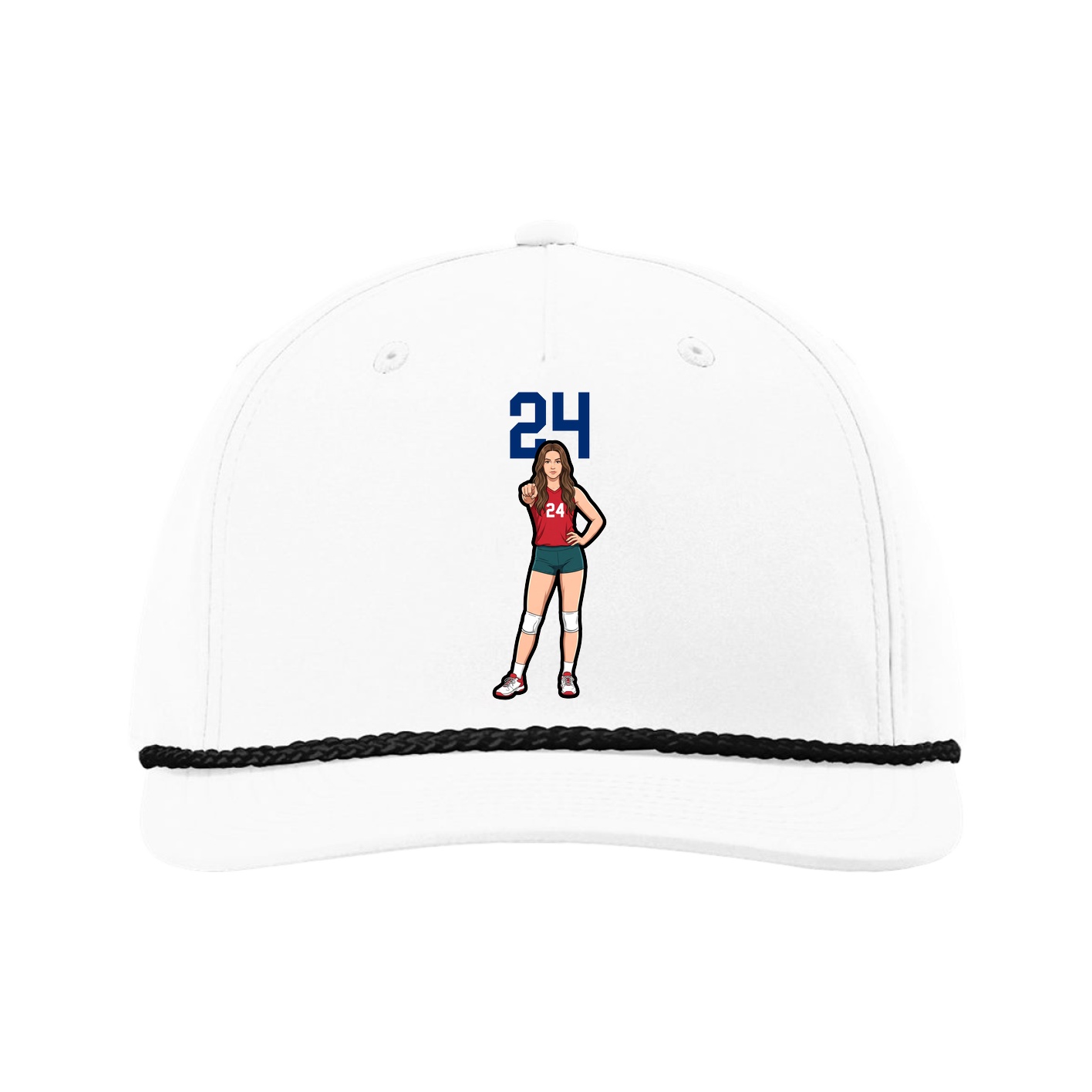 Five-Panel Classic Rope Cap — Number Top in White